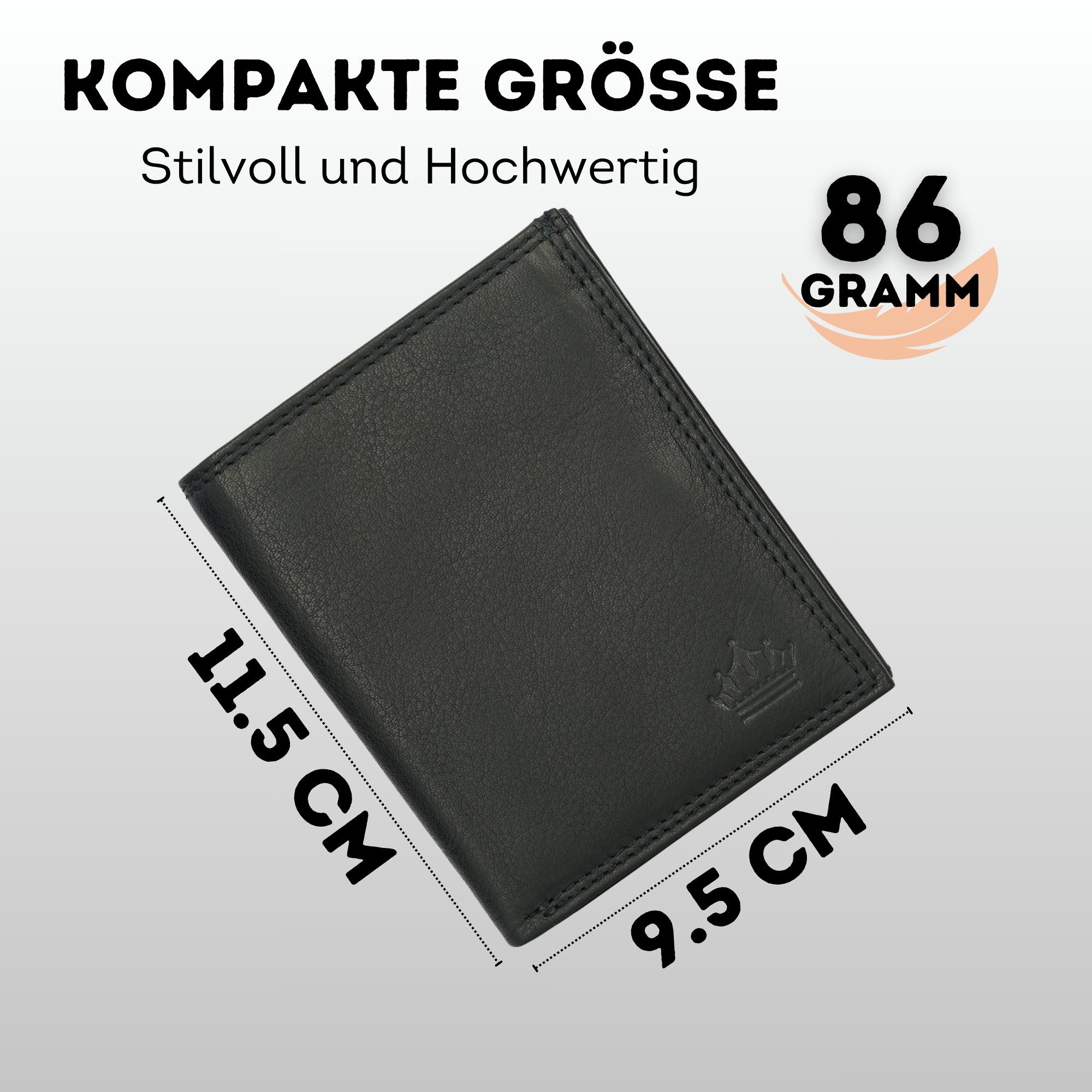 Manza Geldbörse eldbörse Wiener Schachtel Portemonnaie Echt Leder Geldbeutel RFID, Hochwertiges Leder, XXL-Münzfach