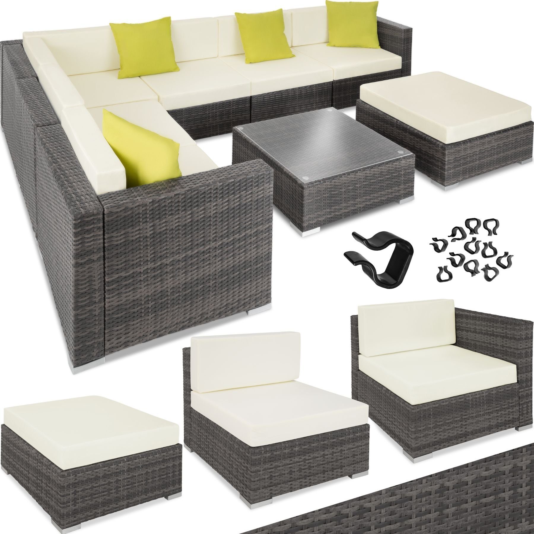 tectake Loungeset Marbella, (Set, 8-tlg), individuell kombinierbar