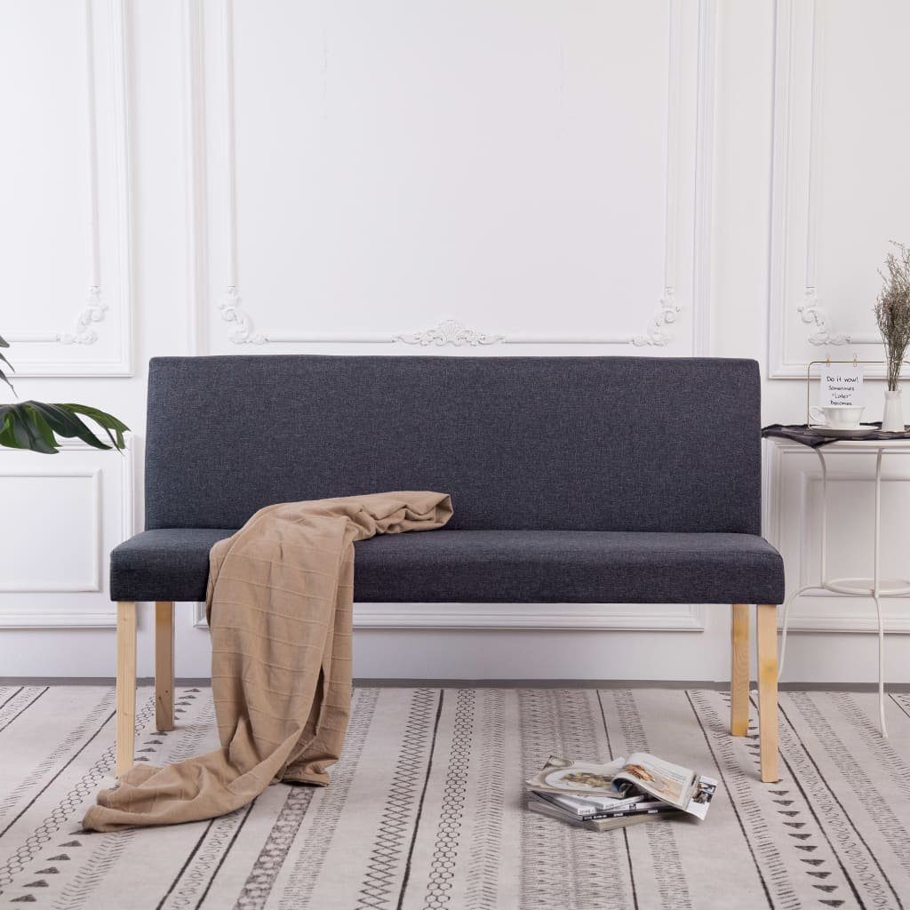 furnicato Truhenbank Bank Massivholz 139,5 x 54 x 85,5 cm Dunkelgrau Natur, Bequeme Sitzbank mit dicker Schaumstoffpolsterung für dein Flur