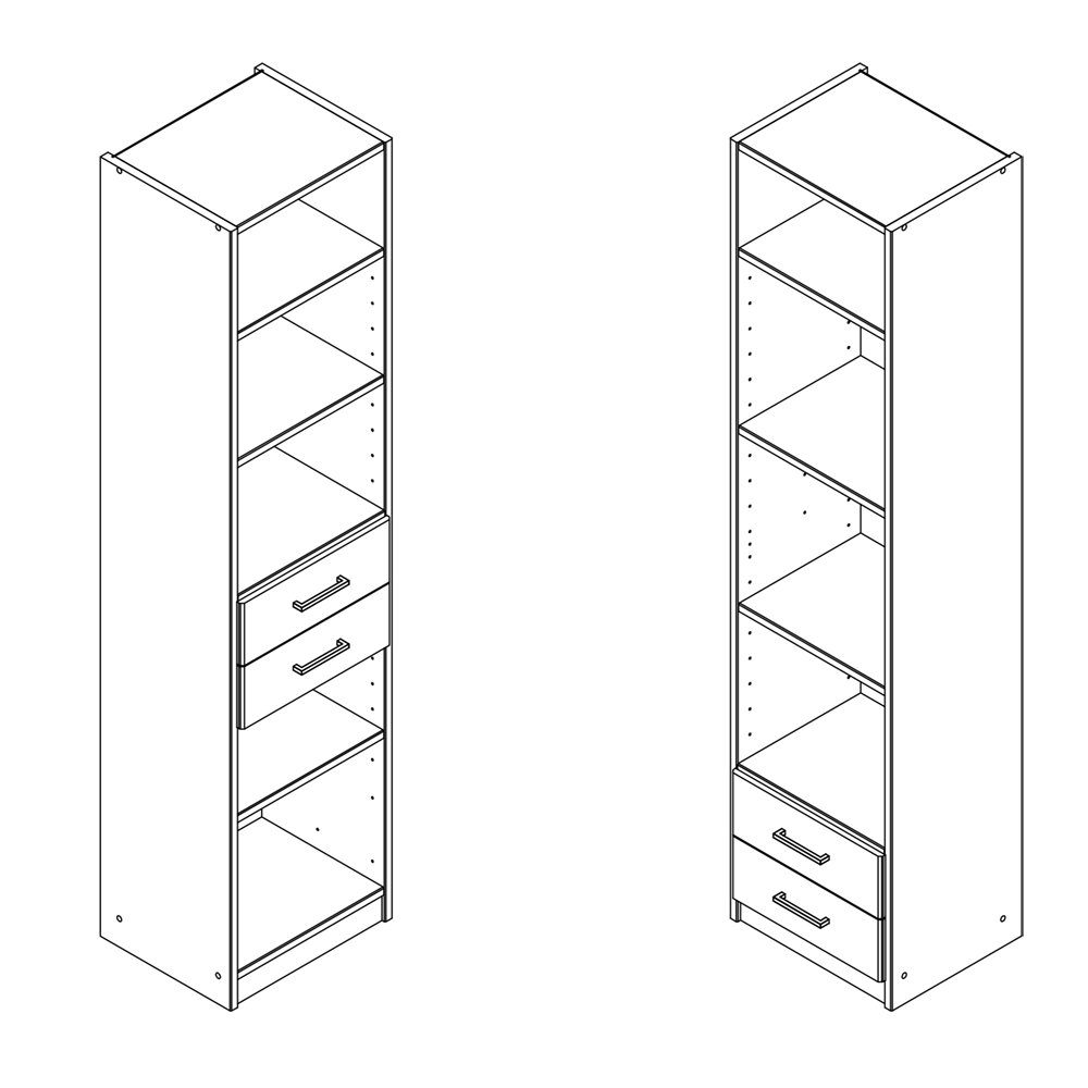 Lomadox Regal JOHANNESBURG-43, in San Remo Eiche Nb. mit weiß, 2 individuell platzierbare Schubkästen