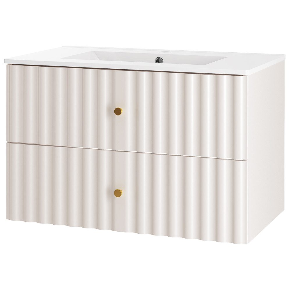 Lomadox Waschtisch AQUINO-140, Waschbeckenunterschrank Badezimmerschrank 80 cm breit modern in weiß