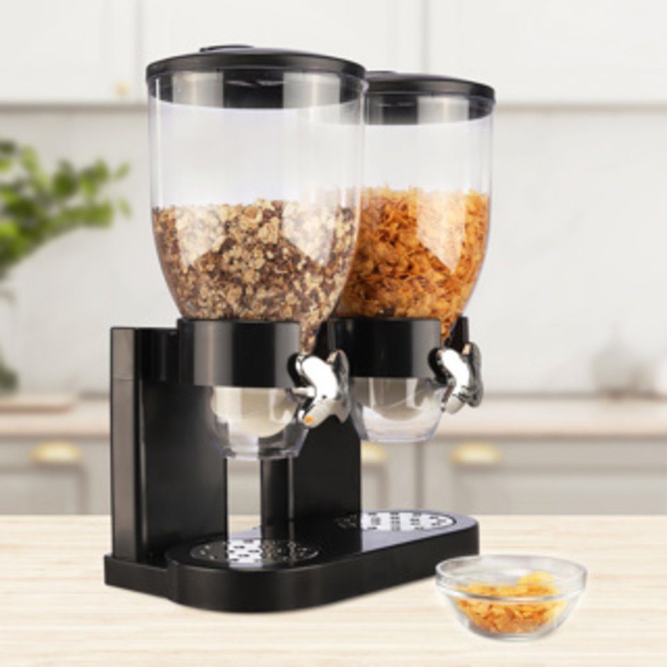 Haushalt International Müslispender Müsli Spender mit zwei Behältern, schwarz Kapazität: 2x ca. 3,5l, (1-tlg)