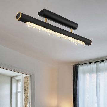 Globo LED Deckenleuchte, LED-Leuchtmittel fest verbaut, Warmweiß, LED Deckenleuchte Balken gerade burned wood klar schwarz Holz schwarz