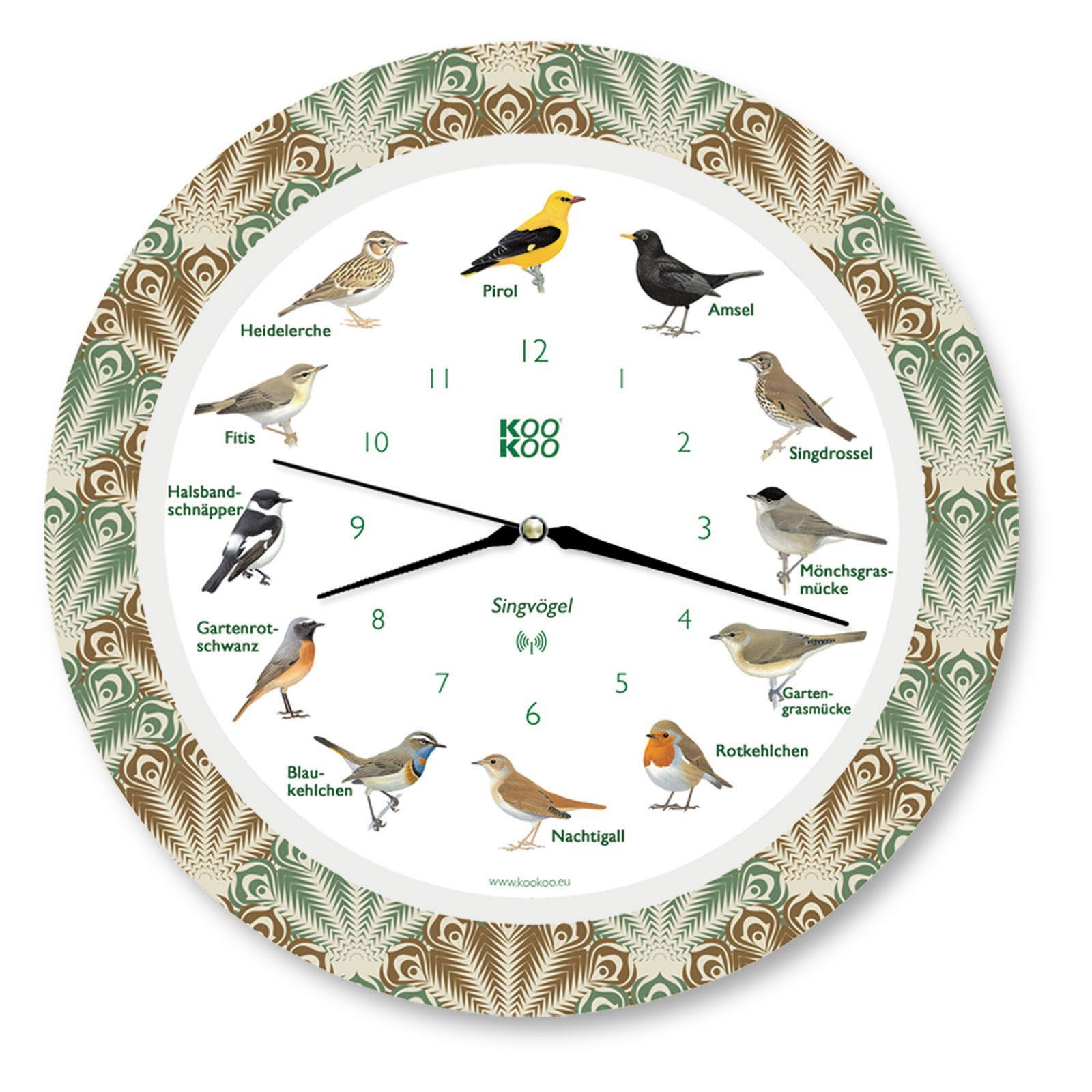 KOOKOO Funkwanduhr Singvögel (Funkquarzwerk)