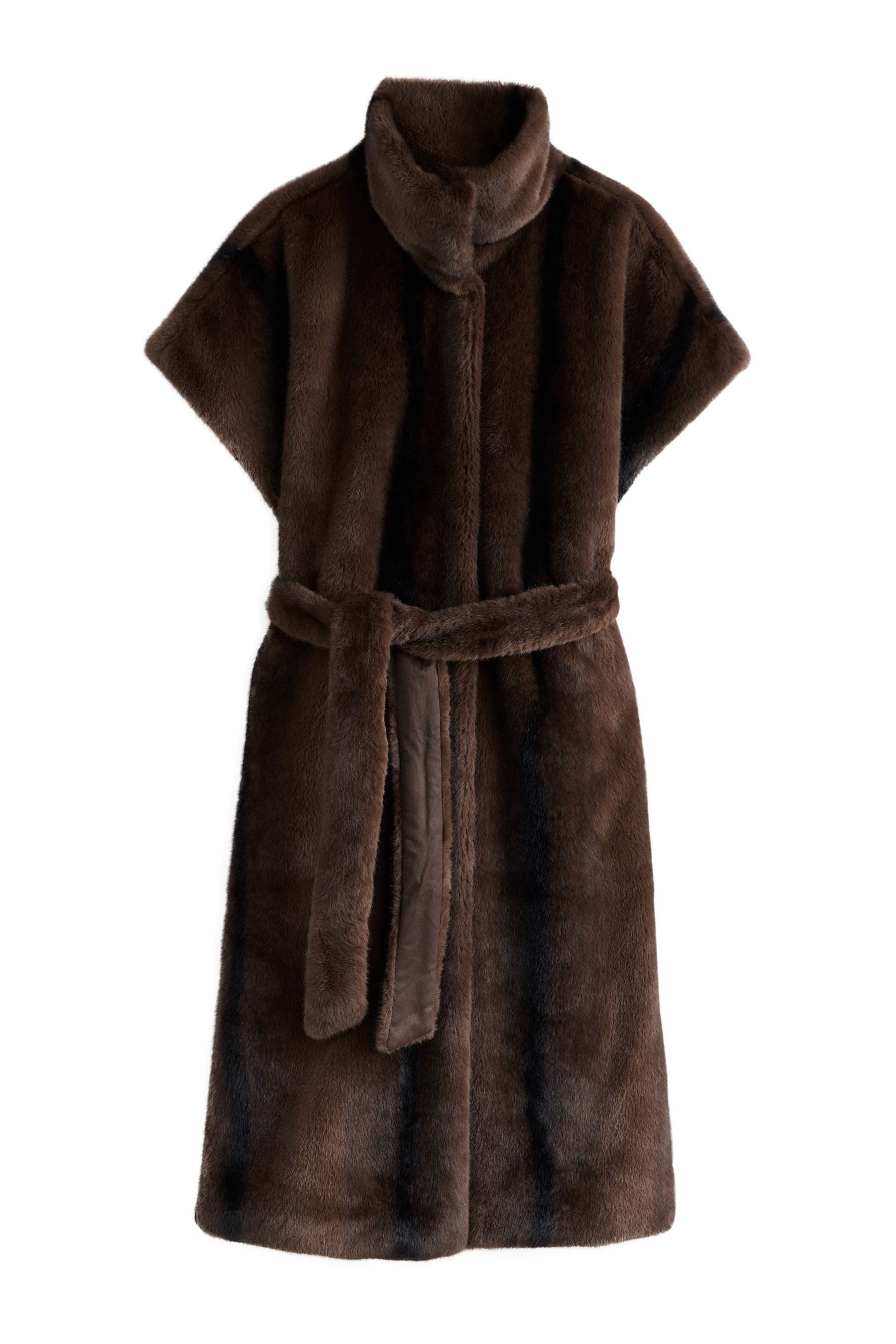 Next Steppweste Langes Kunstfell-Gilet mit Bindegürtel (1-tlg) günstig online kaufen