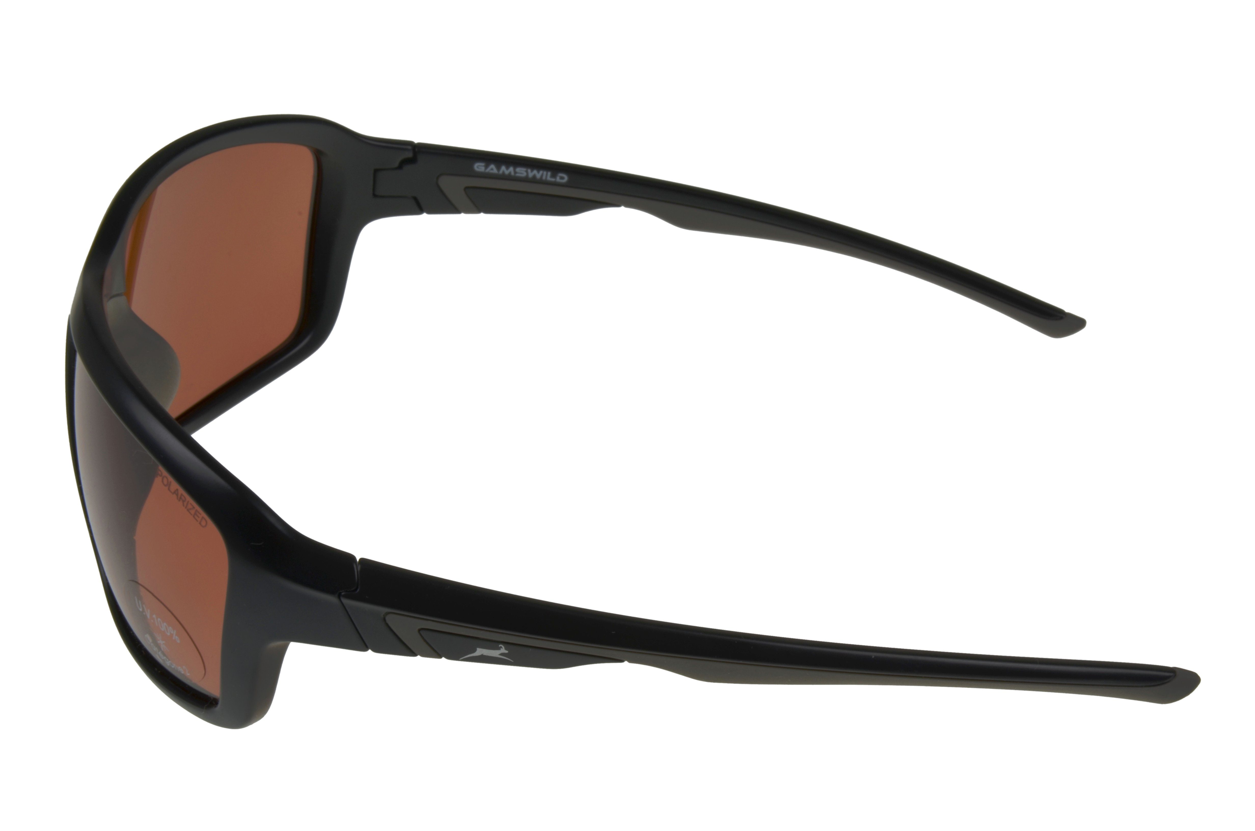 Gamswild Sportbrille WS7536 Sonnenbrille Skibrille cat.2 & polarisiert TR90 Damen Fahrradbrille schwarz-braun Herren Unisex