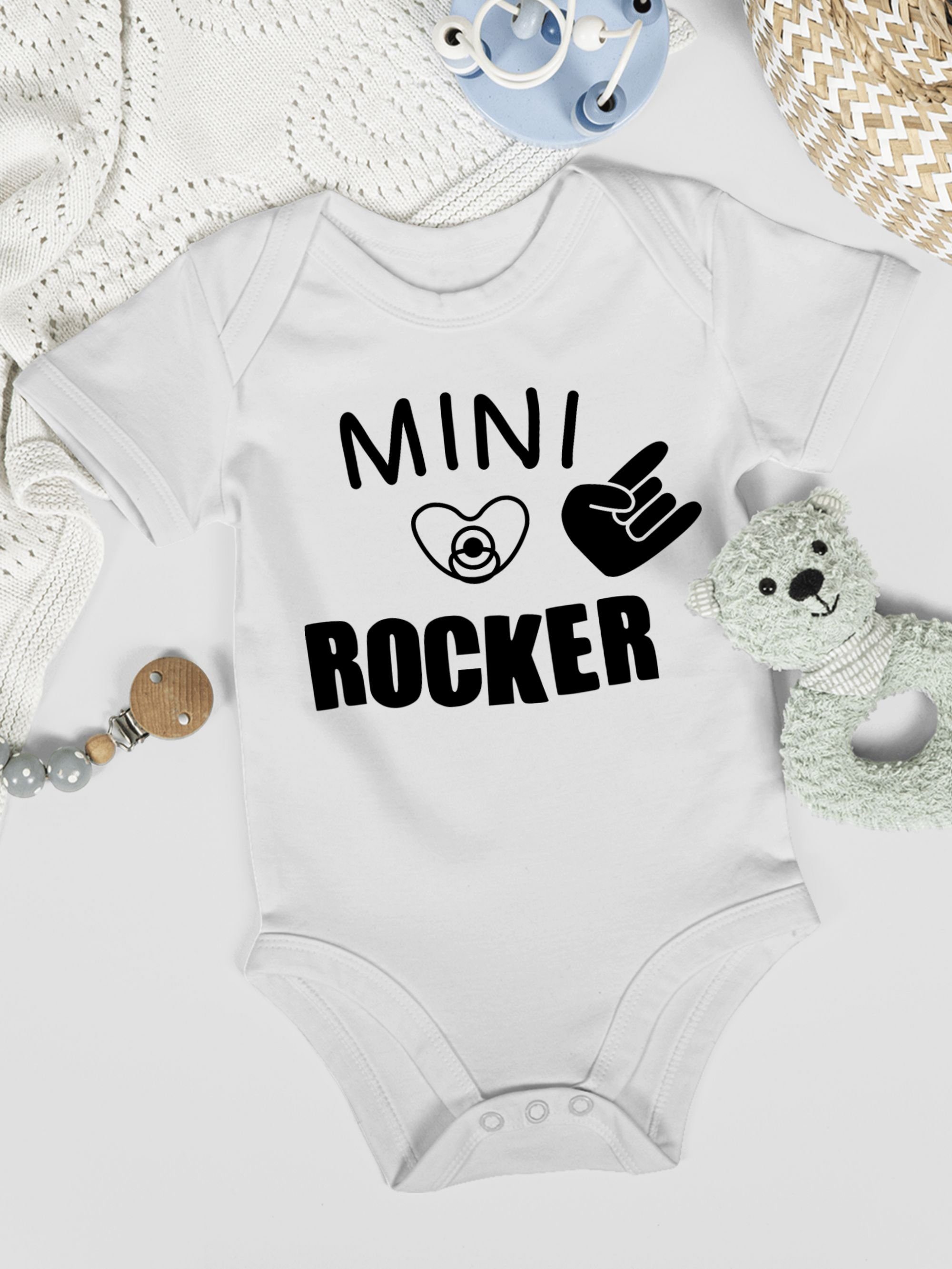 Mini Weiß Strampler Shirtracer Junge & Mädchen 3 Rocker Baby Shirtbody