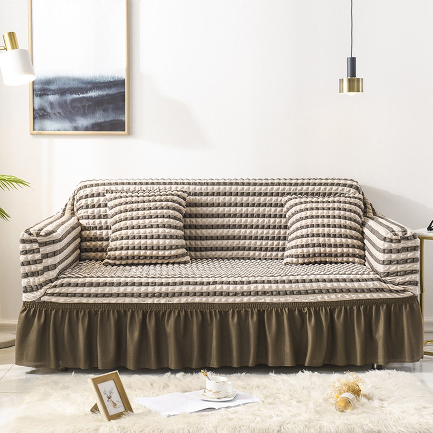 Khaki -Hülle, zu Sofahusse Sofa säubern MAGICSHE, Elastische Einfach