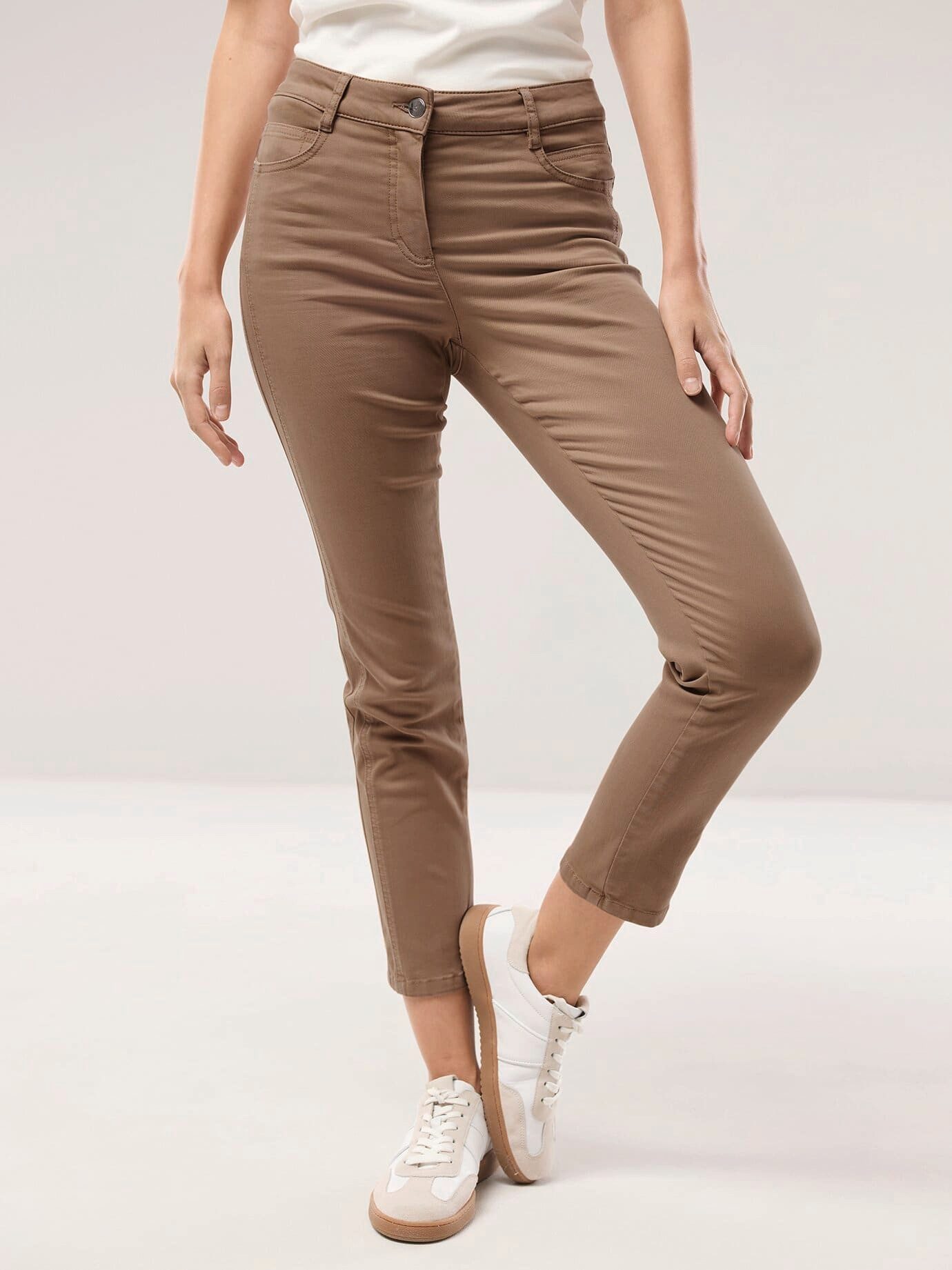 Walbusch 7/8-Hose Damen 7/8-Baumwollhose Figurwunder Slim Fit Dehnbundhose mit Bauchweg-Funktion, Comfort-Bund 6 cm