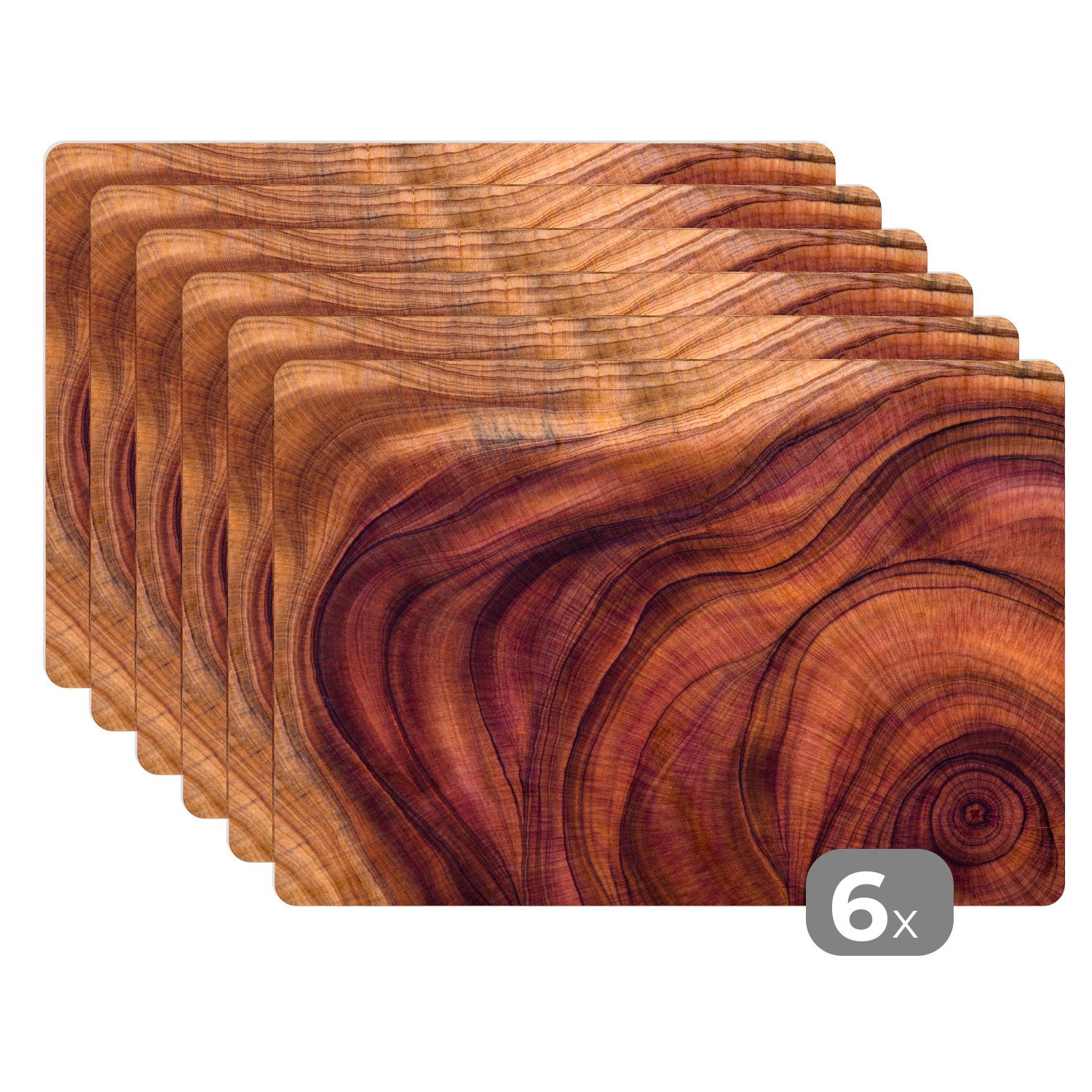 MuchoWow Platzset Glatte Holzstruktur aus geschwungenen Linien, (6-St), Pla günstig online kaufen