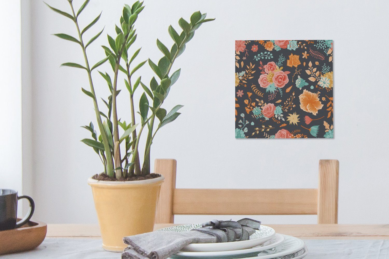 OneMillionCanvasses® Leinwandbild Natur - (1 - St), Wohnzimmer Schlafzimmer Muster Leinwand Bilder Blumen, für