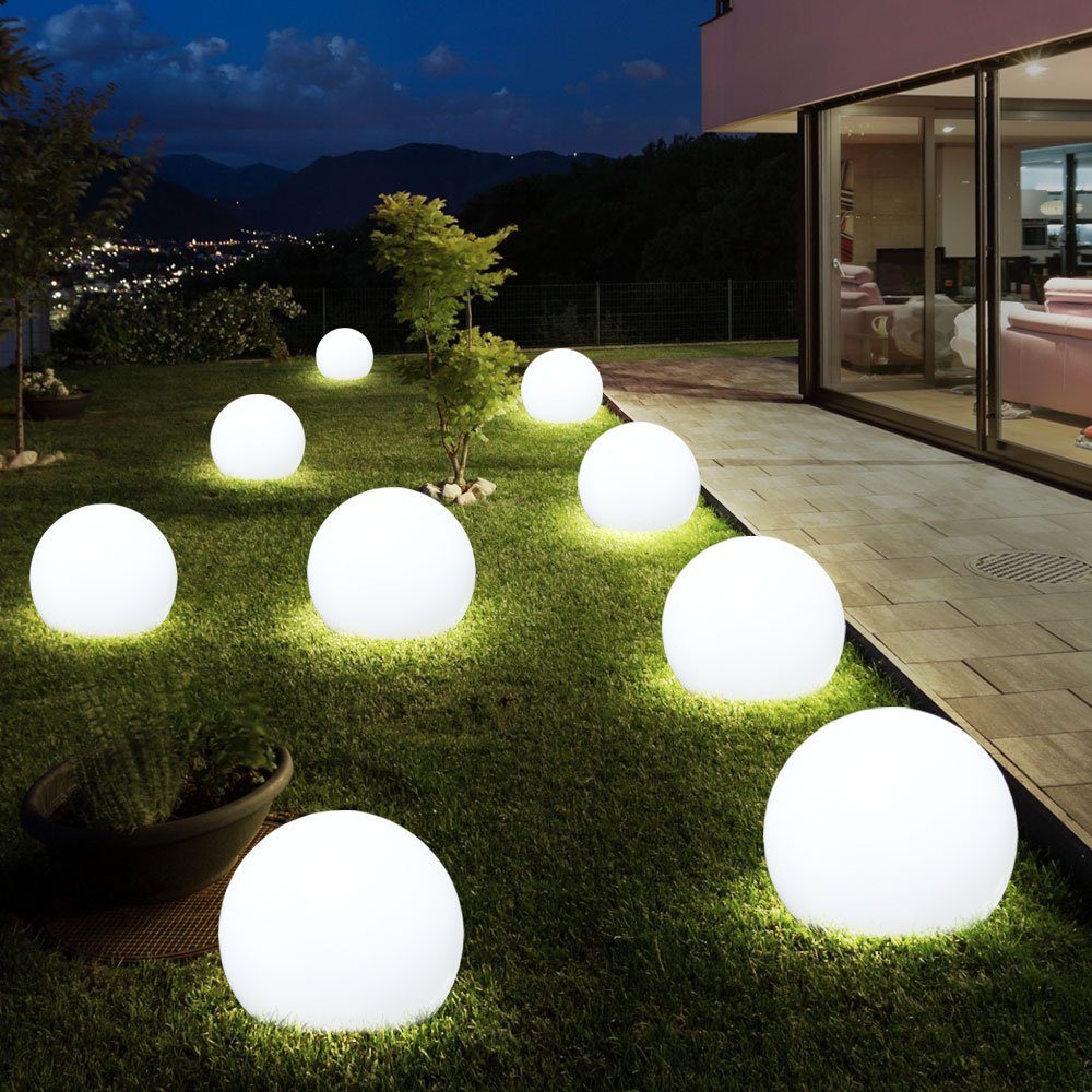 etc-shop LED Gartenleuchte, 9er Set LED Solar Kugel Lampen Garten Weg  Beleuchtung Außen Erdspieß Terrassen Hof Steck Leuchten