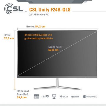 CSL Unity F24B-GLS mit Windows 10 Home All-in-One PC (24,1 Zoll, Intel® Celeron N4120, UHD Graphics 600, 16 GB RAM, 1000 GB SSD)