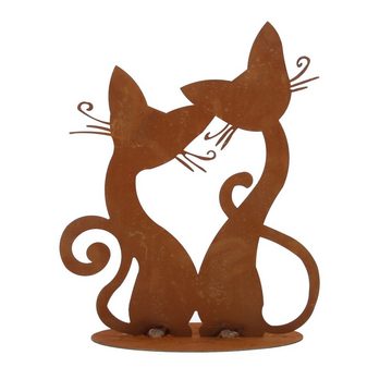 Skulptur Edelrost Katzenpärchen auf Platte, 5-0162 (1 St)