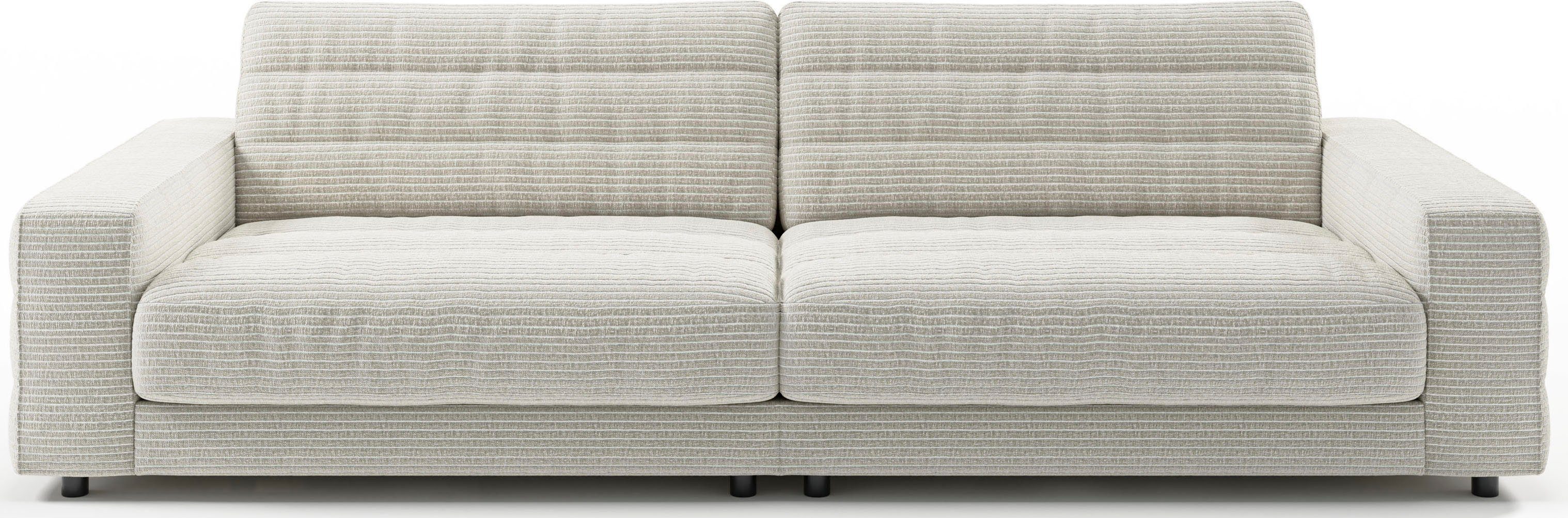 3C Candy Big-Sofa Stripes, Lose Rückenkissen, mit feiner Quersteppung silber