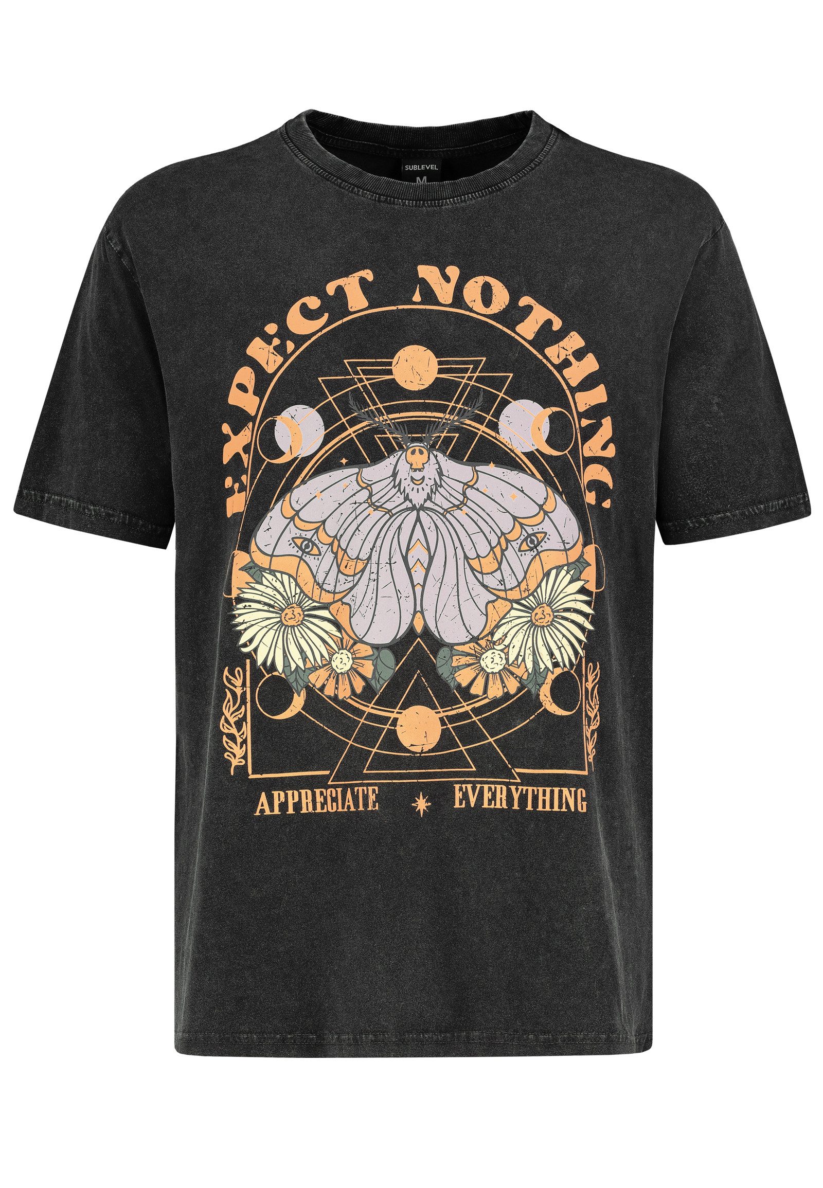 SUBLEVEL T-Shirt Mit Zitat Print und Kosmischem Vintage Design Spirituell S günstig online kaufen