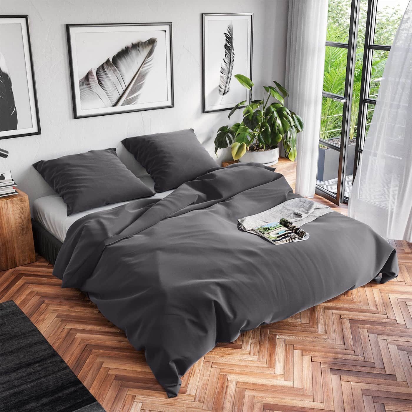 Wolkenfeld Bettwäsche Renforcé Bettwäsche Baumwolle - Natürlich weiches Schlafgefühl, Renforcé, 2 teilig, 135x200 cm, 155x220 & Übergrößen I inkl. Kissenbezüge 80x80 I uni