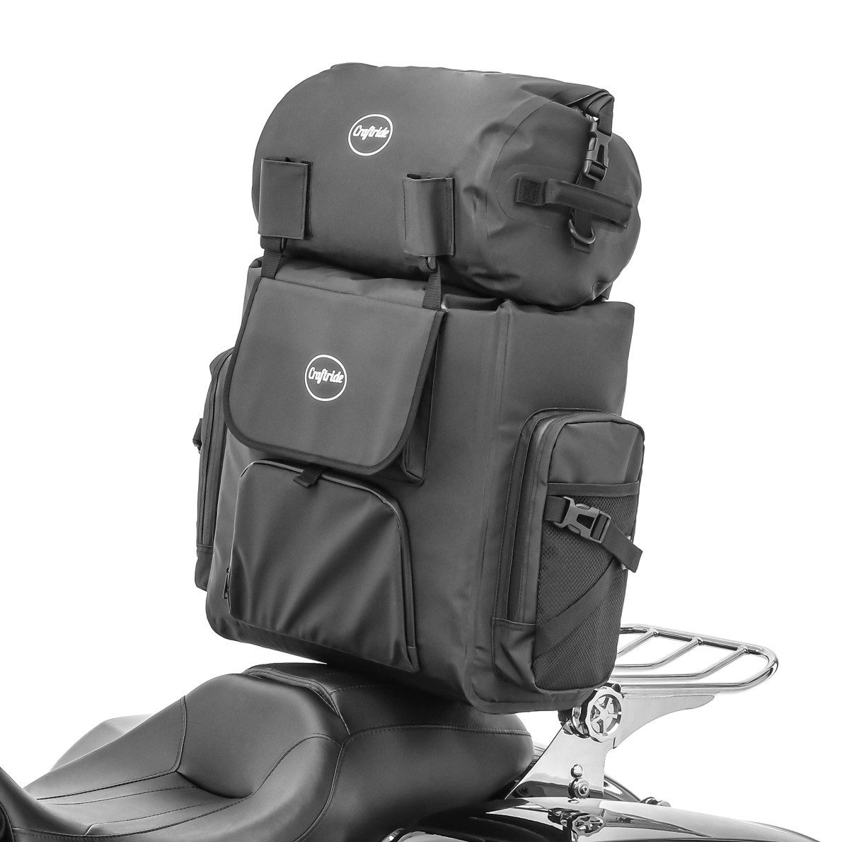 Craftride Reisetasche Wasserdichte Sissybar Tasche mit Gepäckrolle für Chopper WPL Hecktasch