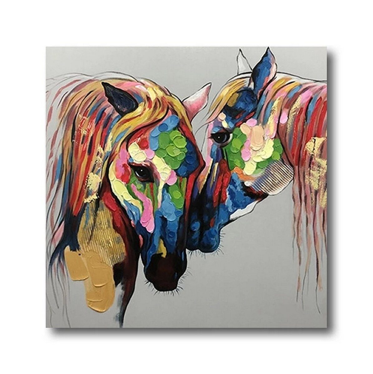 TPFLiving Kunstdruck (OHNE RAHMEN) Poster - Leinwand - Wandbild, Abstrakte, lustige und bunte Tiermotive (Verschiedene Größen), Farben: Leinwand bunt - Größe: 20x20cm