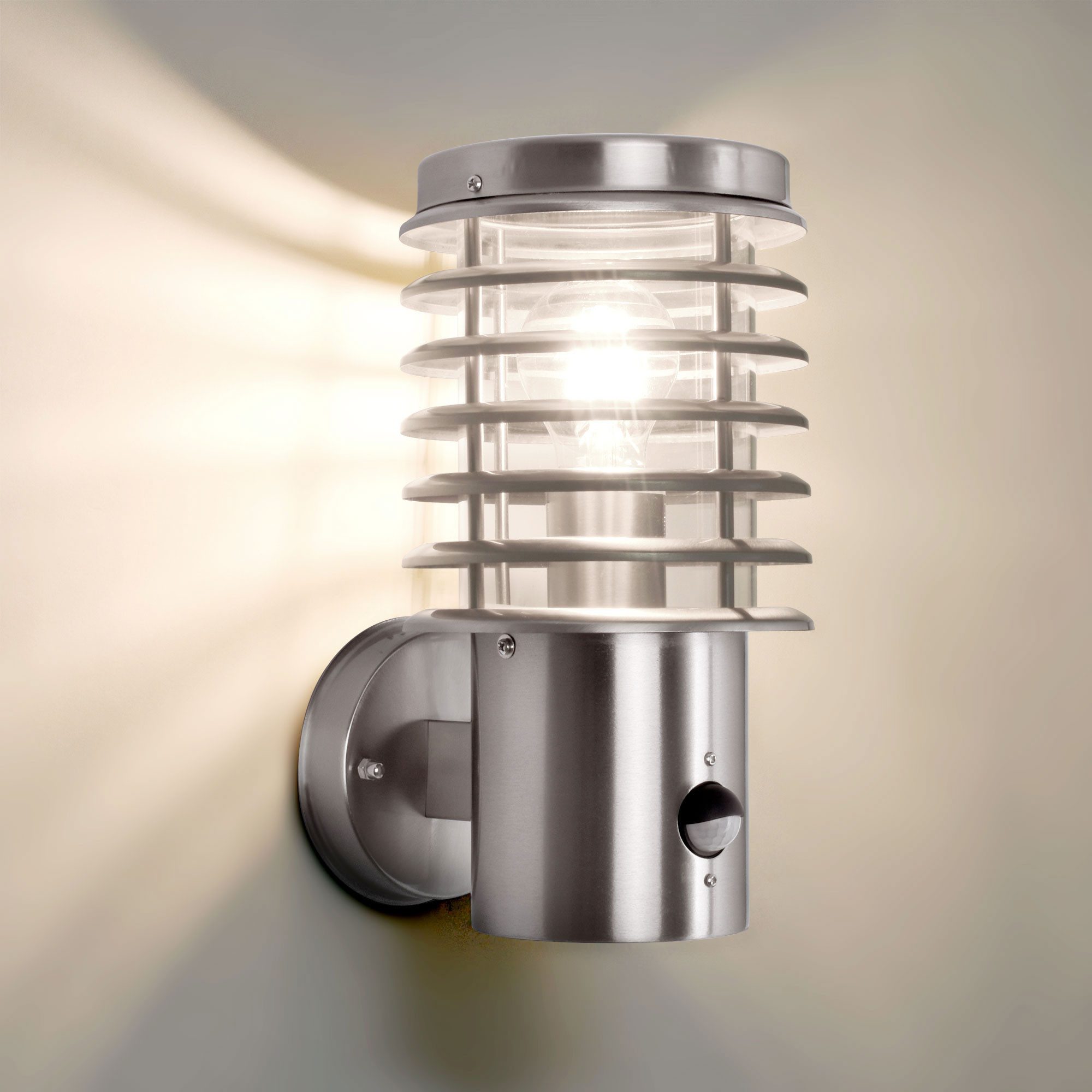 Maxkomfort LED Außen-Wandleuchte mit/ohne Bewegungsmelder - Wandlampe mit E27 Fassung - IP44 Outdoor, mit Bewegungsmelder, ohne Leuchtmittel, Wandleuchte, klassisch & zeitlos, IP44 spritzwassergeschützt
