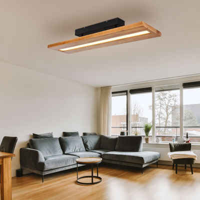 Globo LED Deckenleuchte, Leuchtmittel inklusive, Warmweiß, Deckenlampe Holzoptik LED Wohnzimmerlampe Holzleuchte