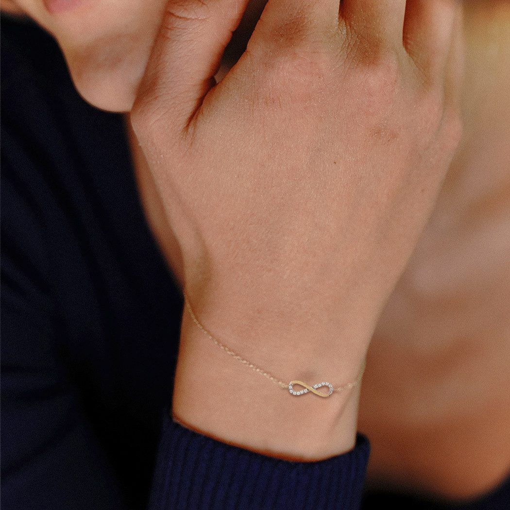 Suzan Gold Charm-Armband Infinity Glow – 375er Goldarmband mit Zirkonia & günstig online kaufen