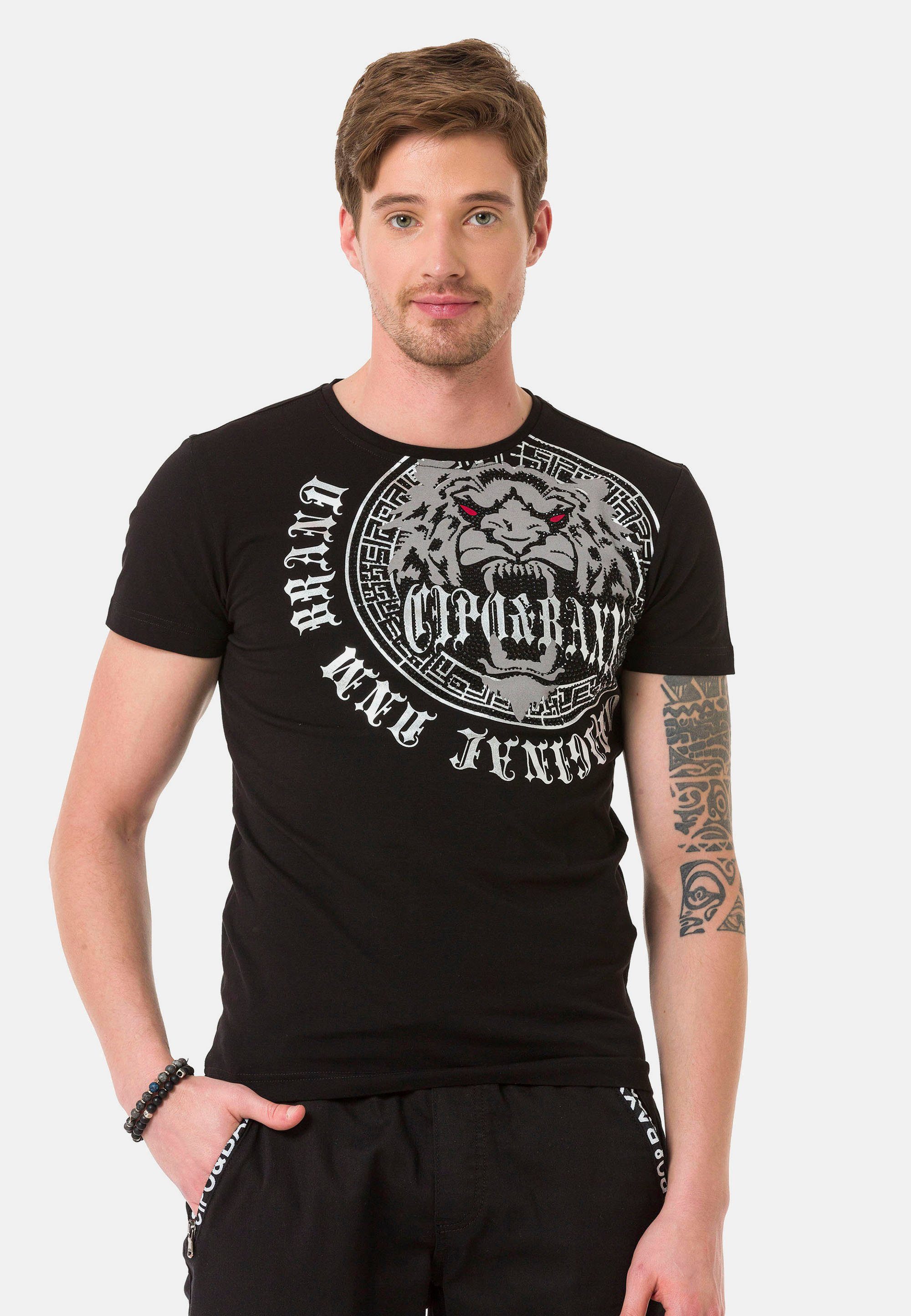 Herren Shirts Cipo & Baxx T-Shirt mit großem Frontprint