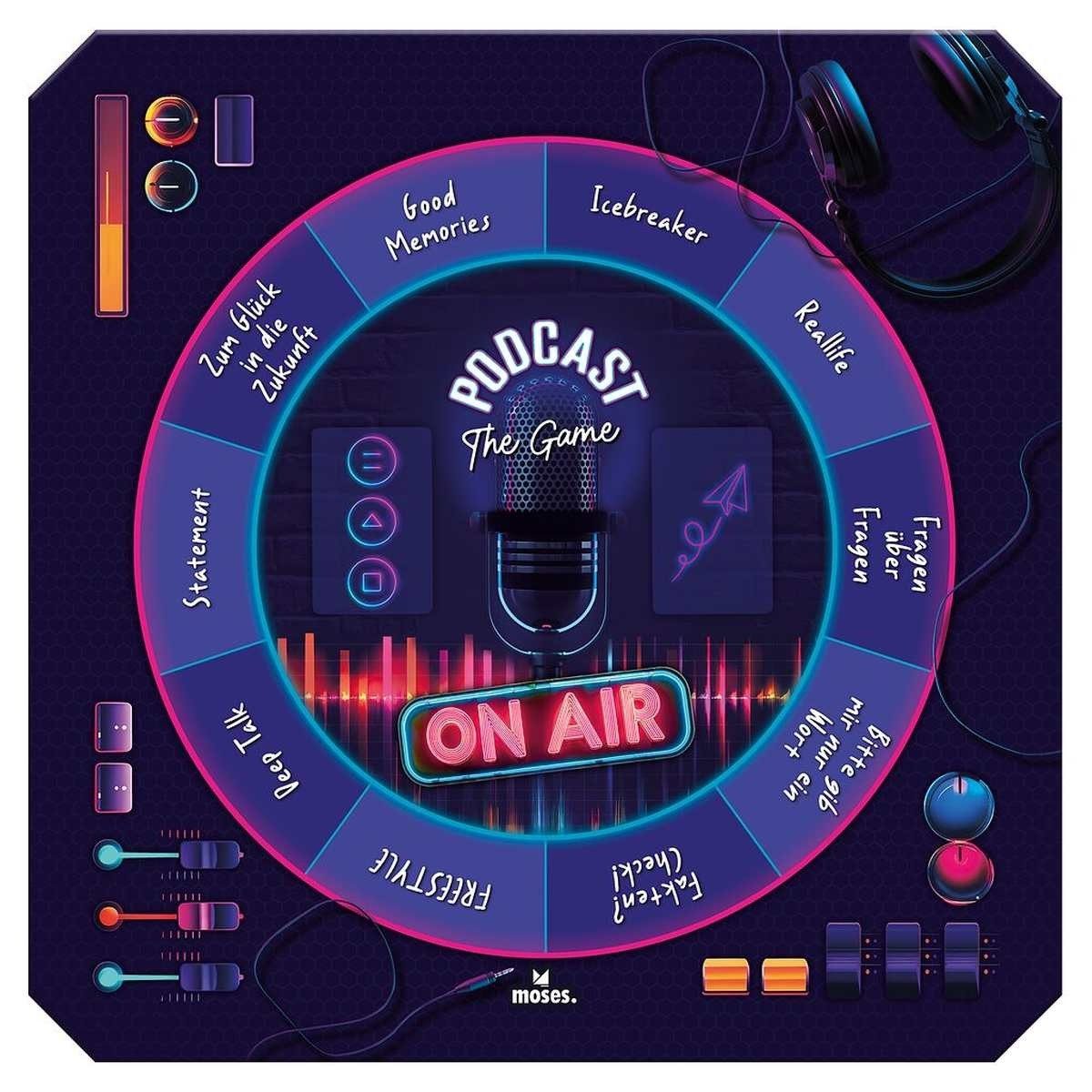 Moses. Verlag Spiel Podcast - The Game - Eure Gespräche, eure Show! Partyspiel, ab 14 Jahren, 200 Karten, Gesprächsspiel
