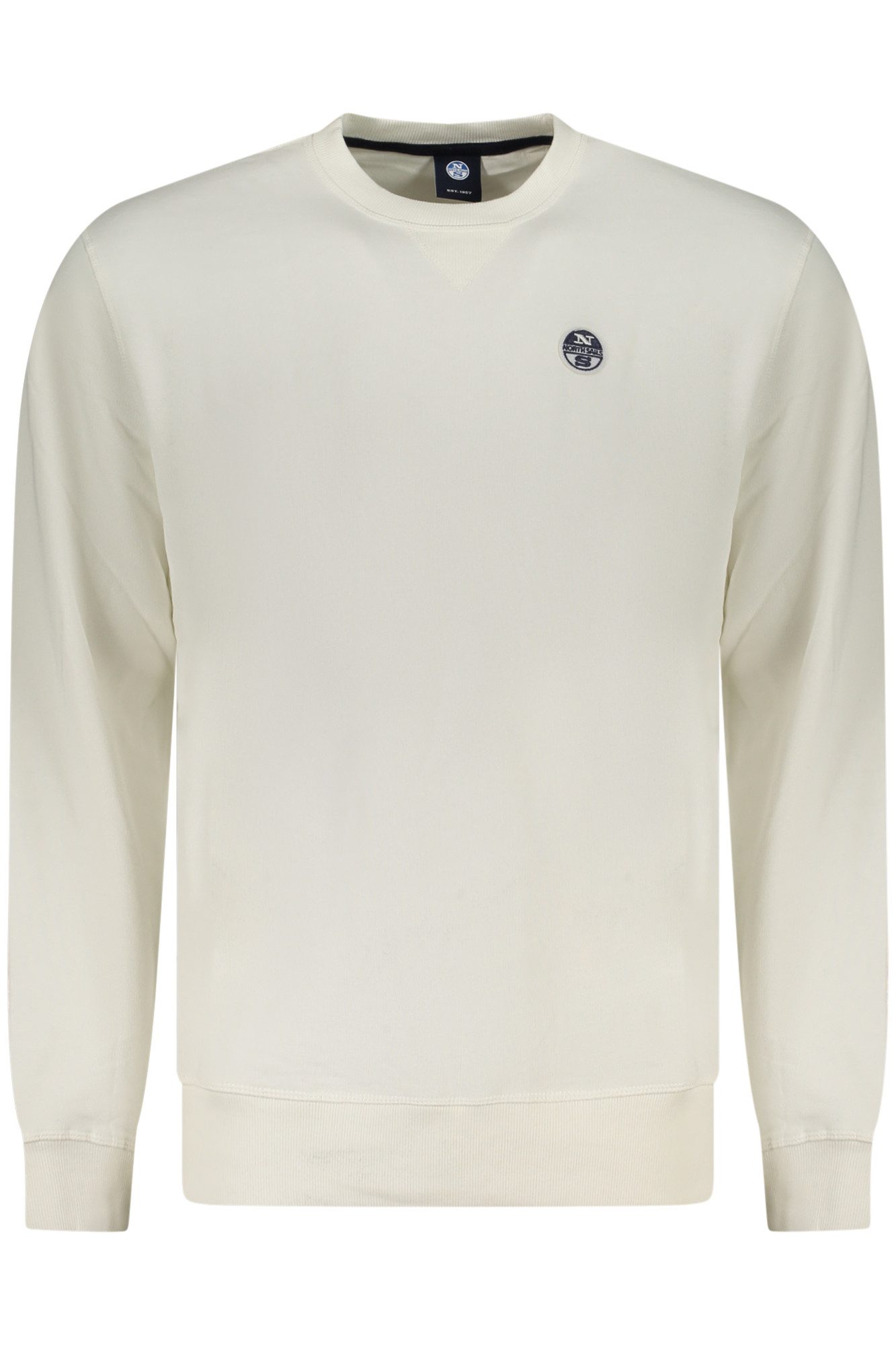 North Sails Sweatshirt Weißes Herren Sweatshirt: Langarm, Rundhals