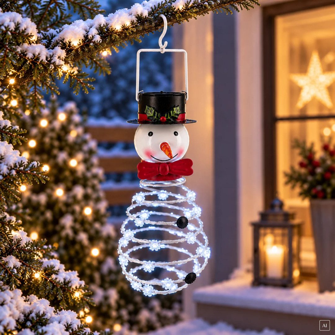 abc HOME Schneemann Schneemann, LEDs, Solarpanel, Lichtsensor, 20 cm H, Schneemann