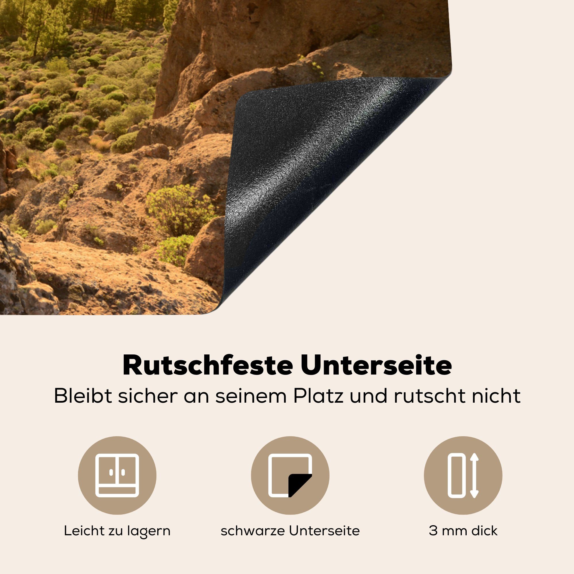 Roque Ein für MuchoWow die 81x52 Schutz Herdblende-/Abdeckplatte Nublo (1 Gran Vinyl, cm, auf Sonnenuntergang am Ceranfeldabdeckung tlg), Canaria, Induktionskochfeld küche,