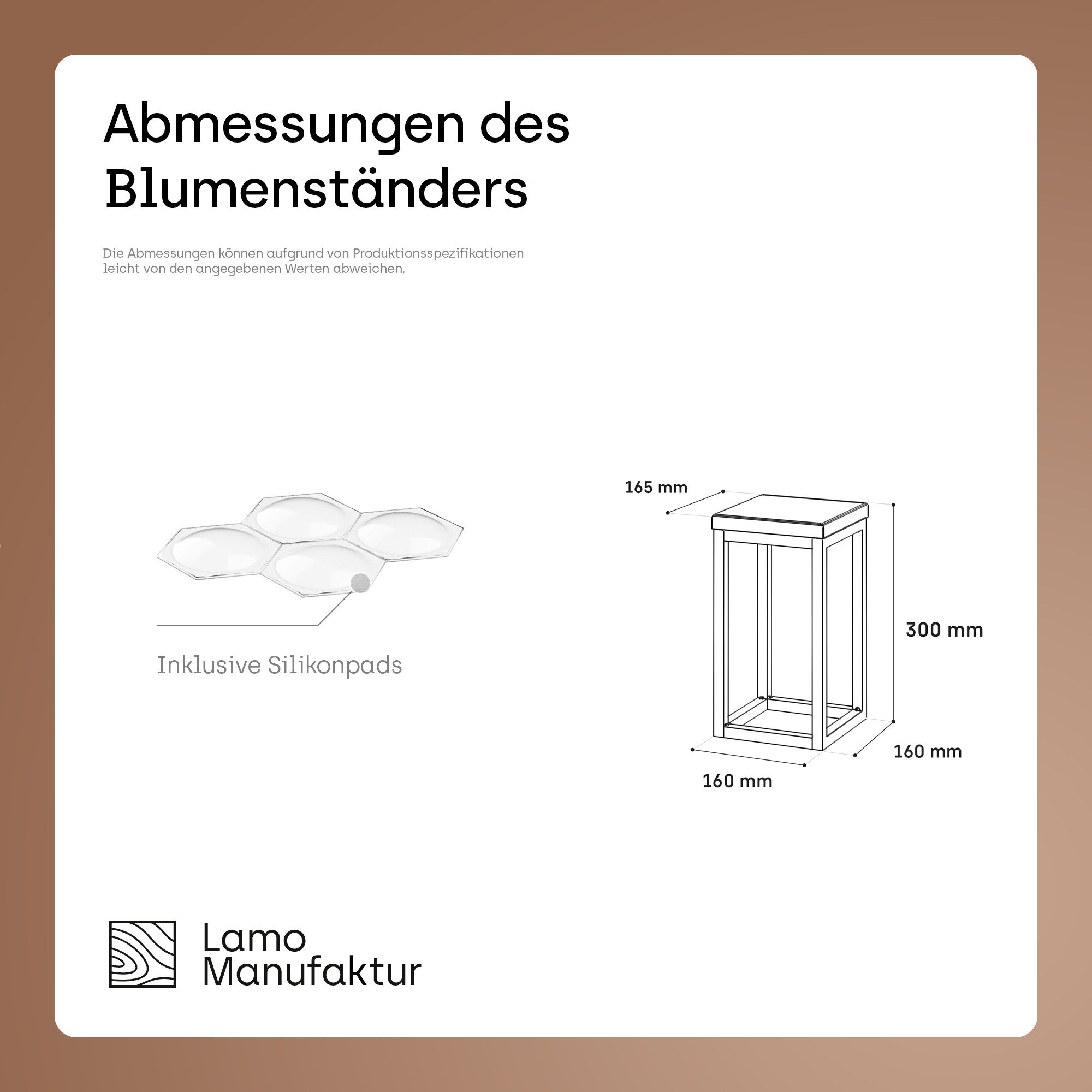 LAMO Manufaktur Blumenständer LAMO Manufaktur 30cm Pflanzenständer Blumenständer Gestell: Grauweiß (Schweberegal Massiv 100% Echtholz, 1 St., 2-Teilig)