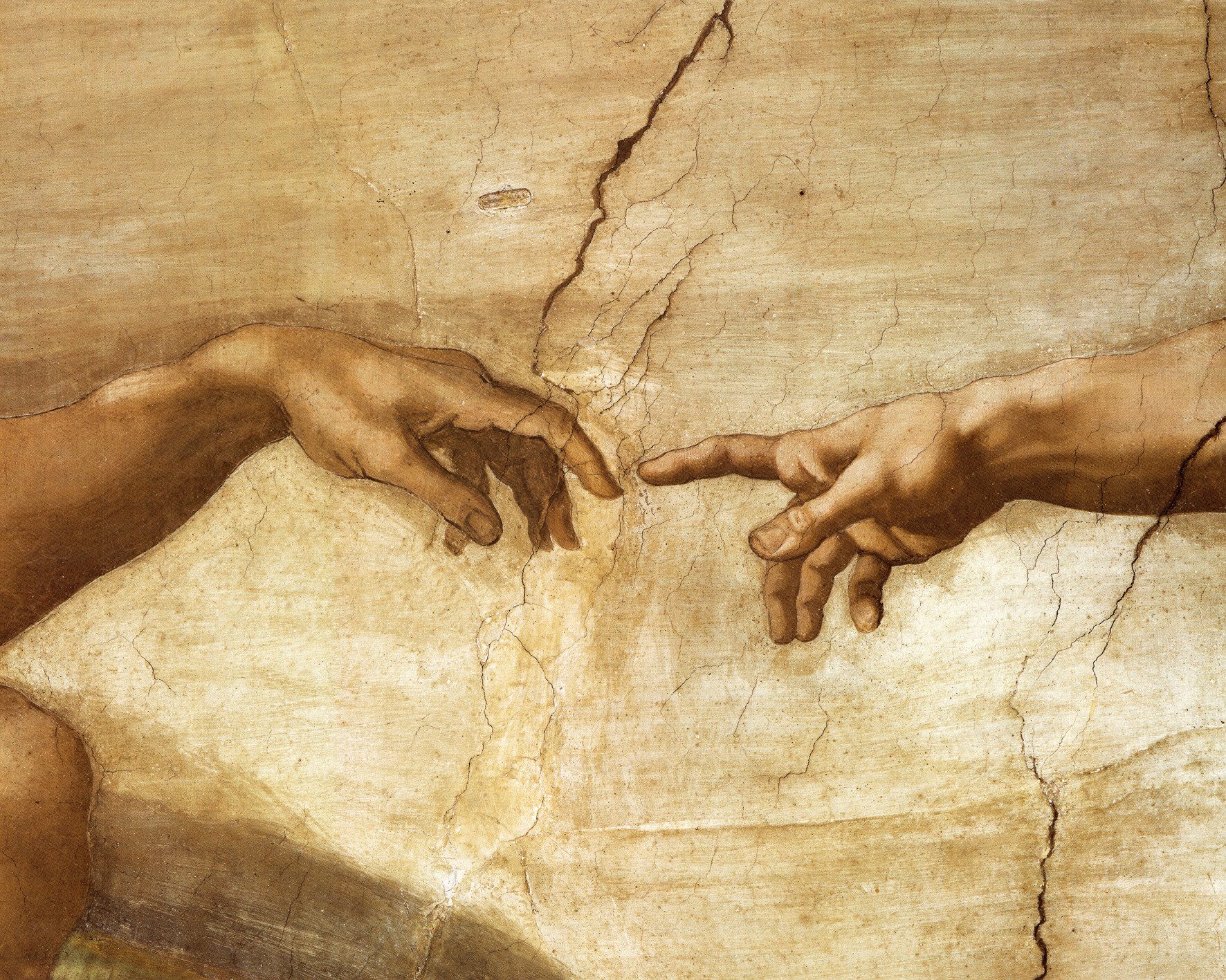 Papermoon Poster Mini-Poster Nr.327 Michelangelo Hands, 40 X 50 CM, (Kunst Hände Finger Querformat), genormte Postergröße für Rahmen, Bild Dekoration Wanddeko Motiv Tapete