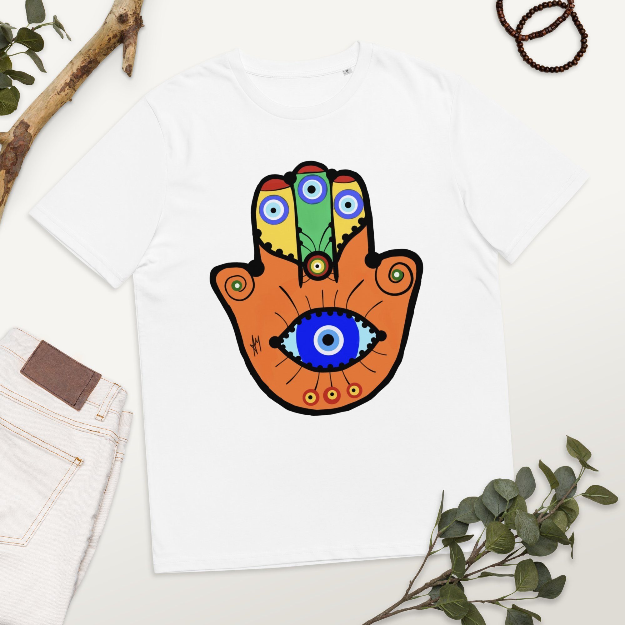 eye raxxa hand Print-Shirt Peace