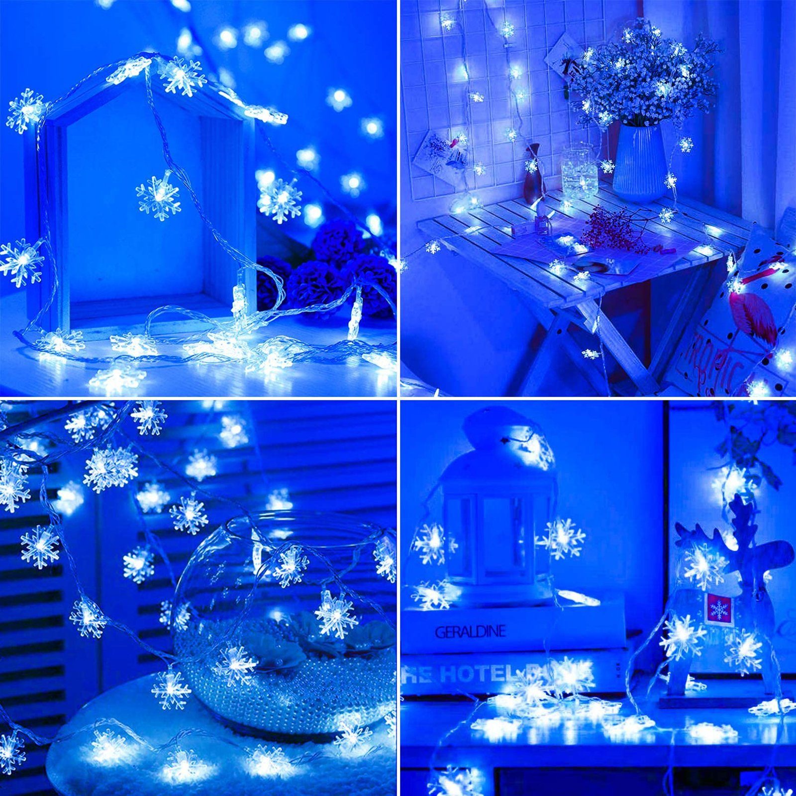 3M Schneeflocke 6M Blau LED-Lichterkette Weihnachts Weihnachtsbaum, Party / Wasserdicht Beleuchtung,für 10-flammig, Rosnek