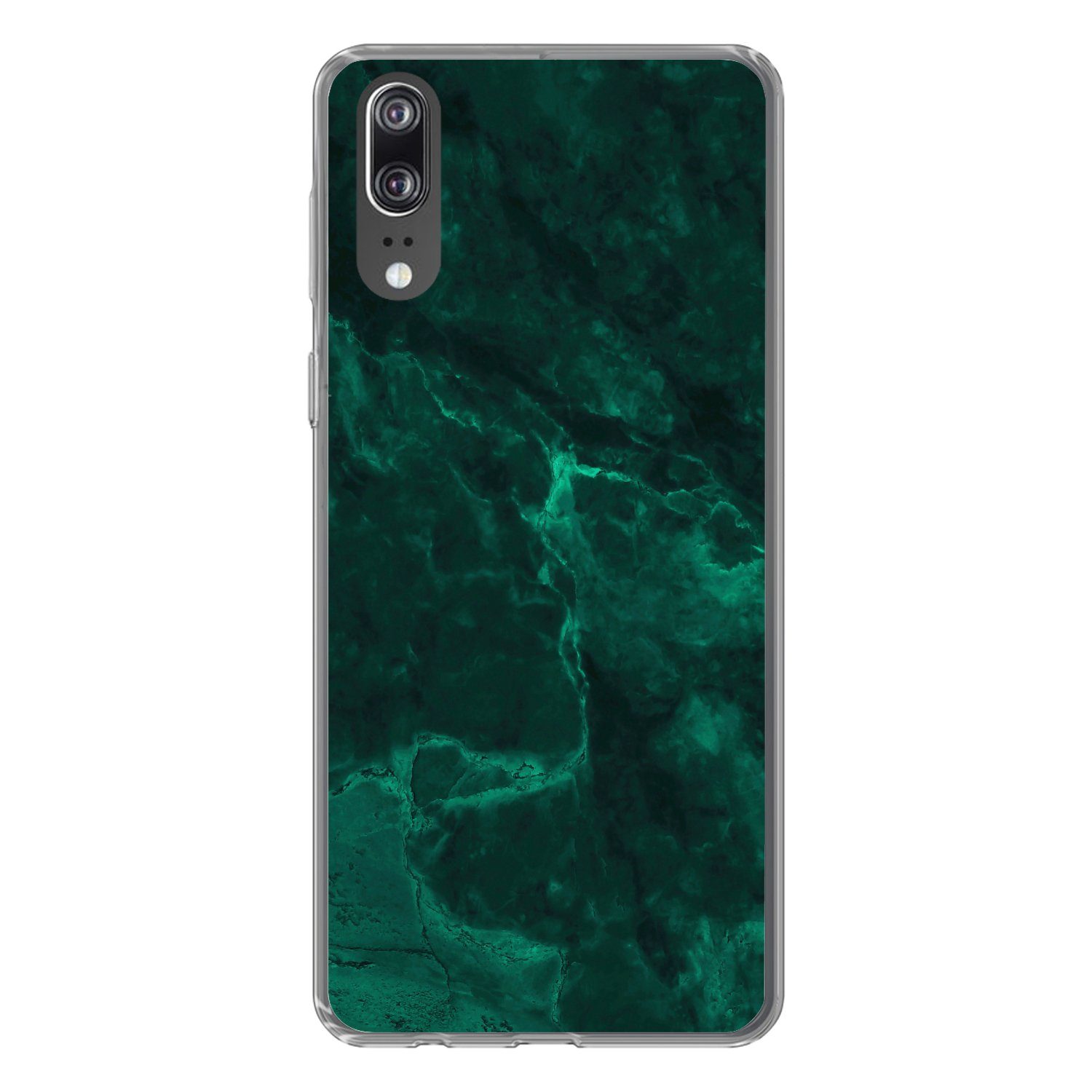MuchoWow Handyhülle für Huawei P20 Marmor - Limone - Grün - Strukturiert - Marmoroptik, Handy Case, Silikon, Bumper Case Dünn