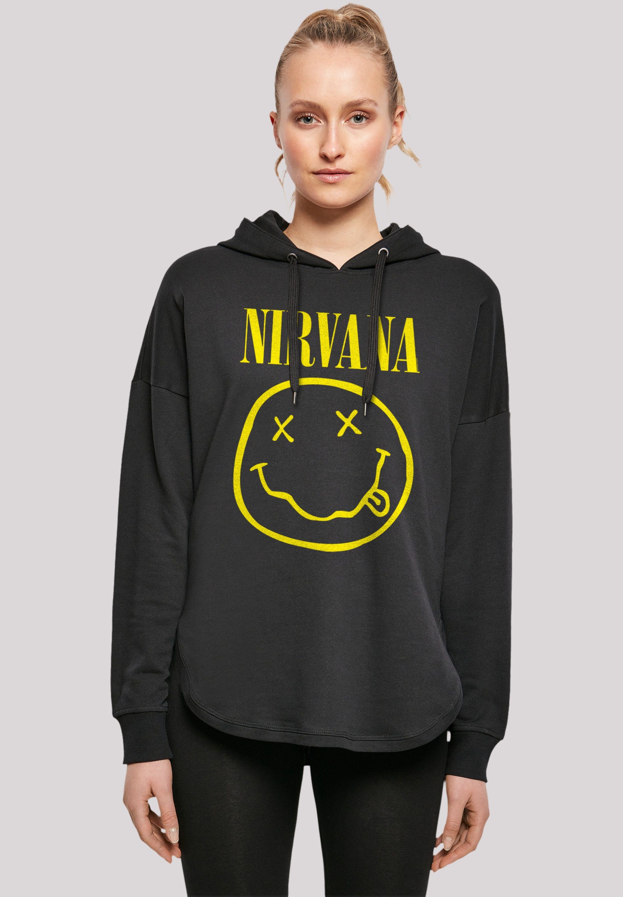 F4NT4STIC Sweatshirt Nirvana Rock Band Yellow Happy Face Premium Qualität schwarz
