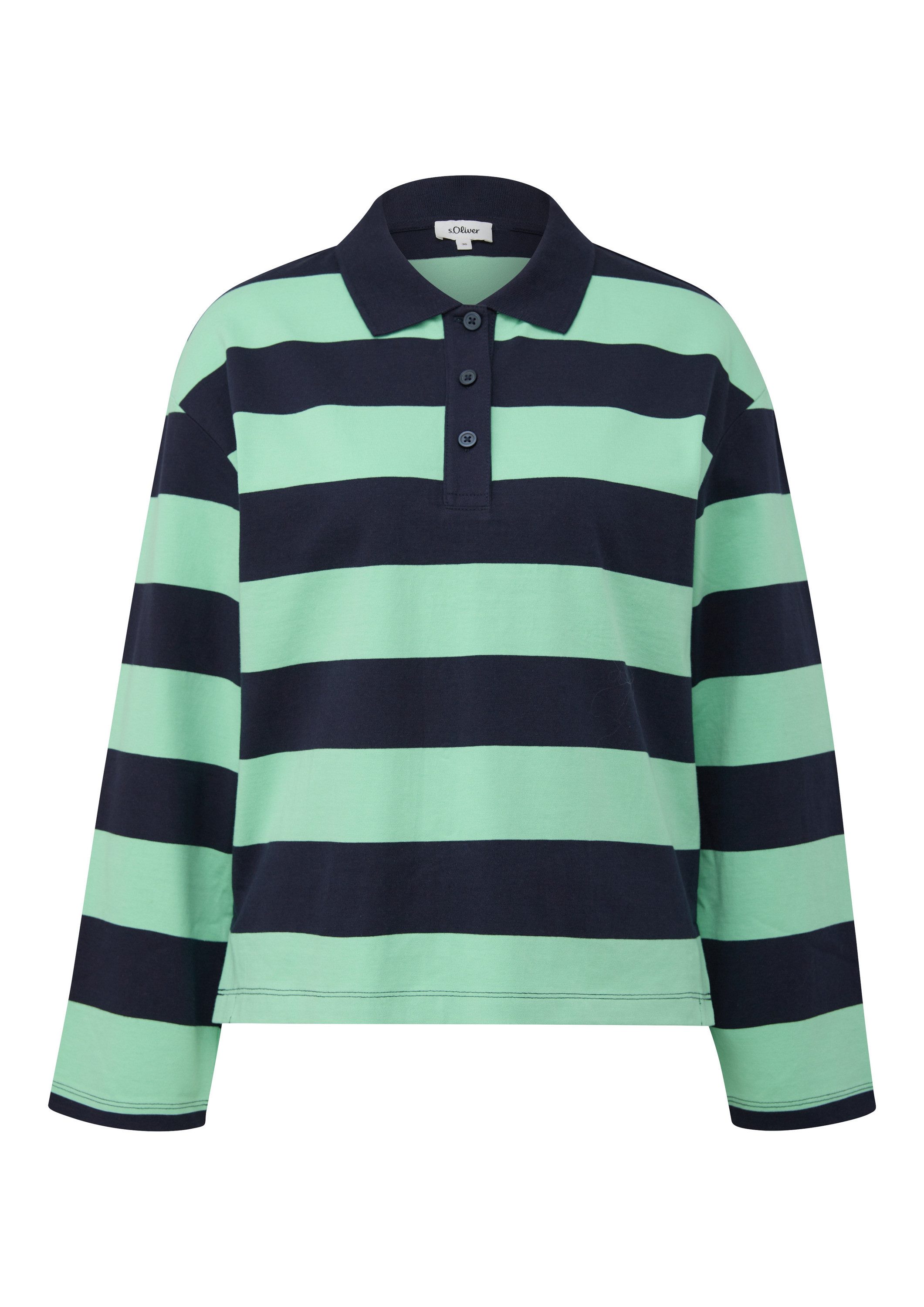 s.Oliver Sweatshirt Sweatshirt Gestreiftes Sweatshirt mit Polokragen