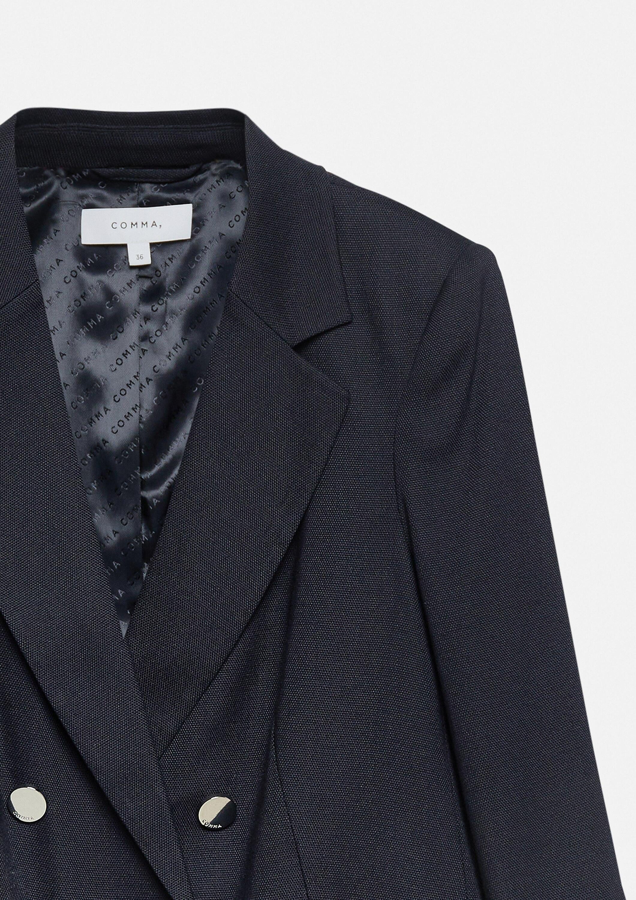 comma Jackenblazer Indoor-Blazer Doppelreihiger Blazer aus Viskosemix mit Piqué-Struktur