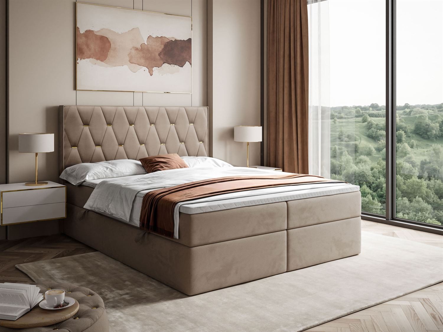 Lookway Boxspringbett IZOLDA mit Bettkasten und Topper (Boxspringbett mit Topper), mit Bettkasten und Topper