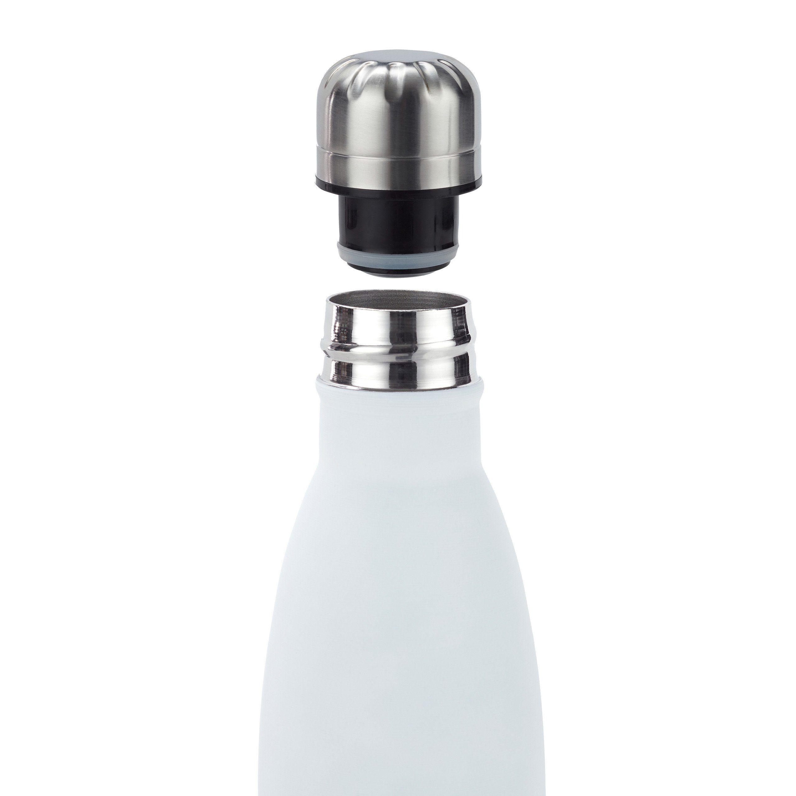 Silber relaxdays Isolierflasche Schwarz Weiß Edelstahl, Weiß Trinkflasche