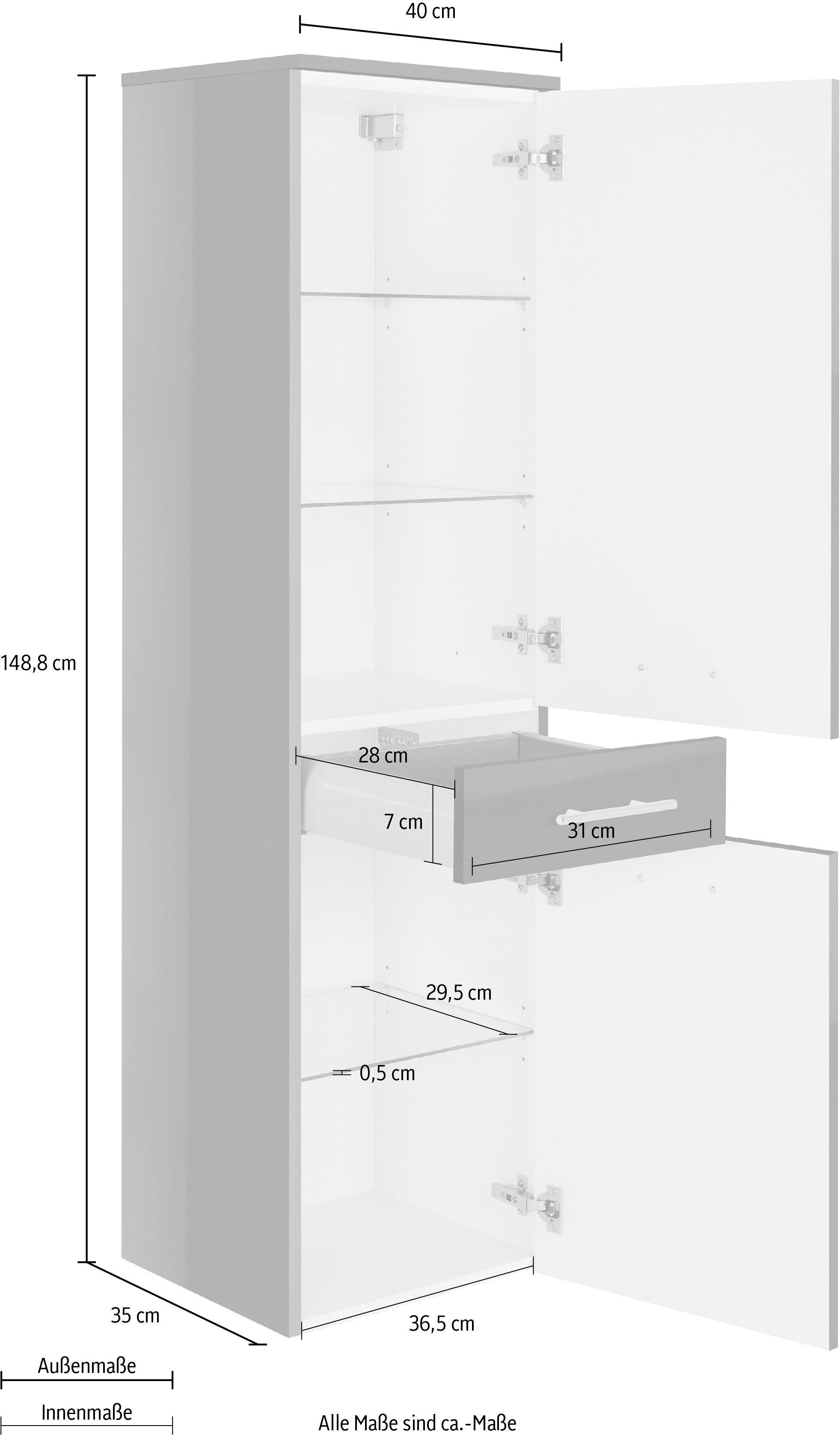 MARLIN Midischrank anthrazit rot 40 | cm 3040, Breite