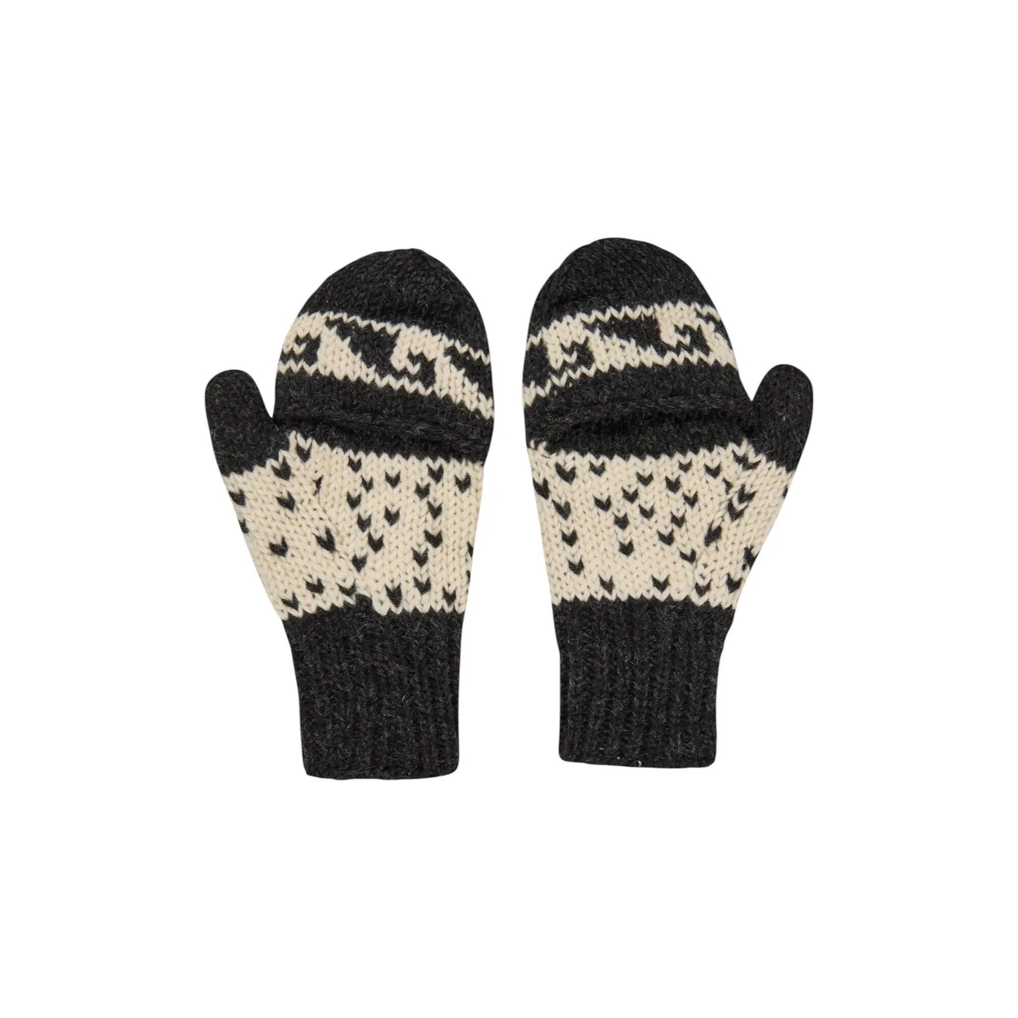 THC Natural Line Strickhandschuhe THC Klapphandschuhe 606 Rentier schwarz (1-St., 1 Paar) abklappbare Fingerspitzen