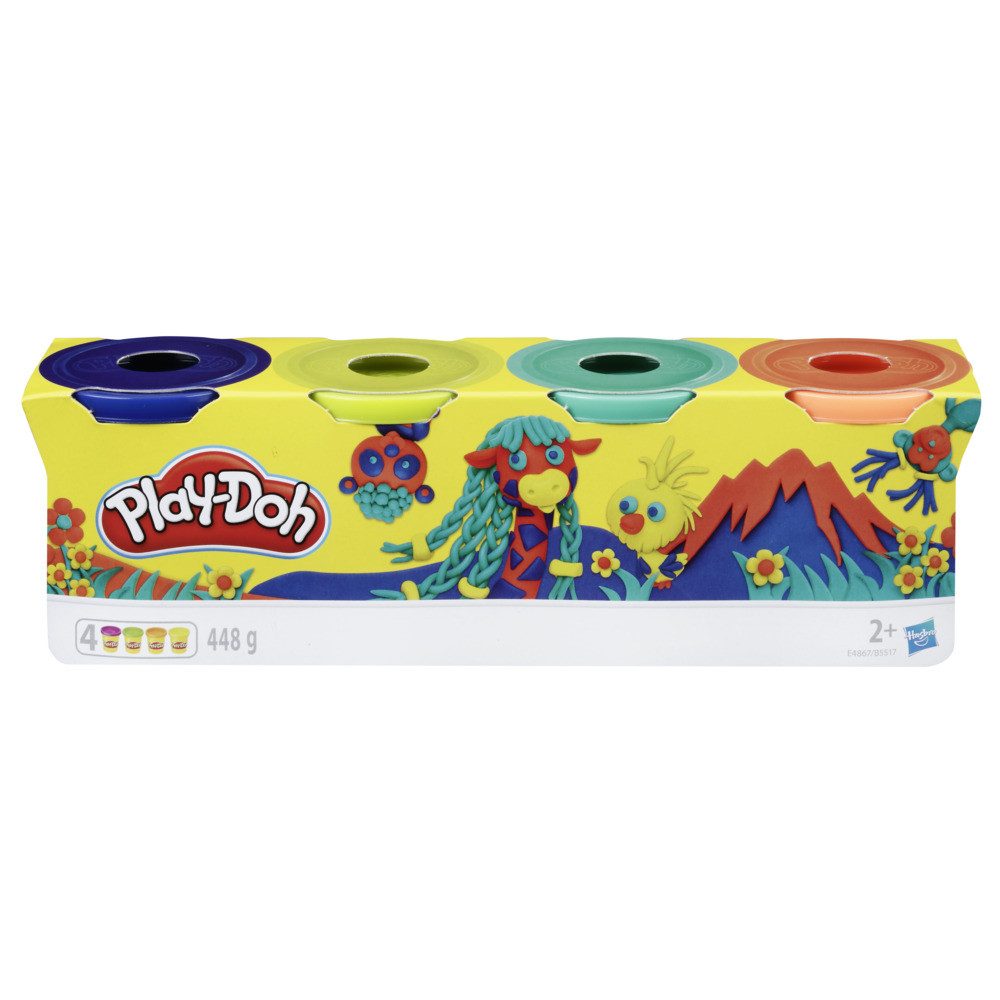 Hasbro Knete Play-Doh Spielknete orange, dunkelblau, grün, türkis 4 Stück