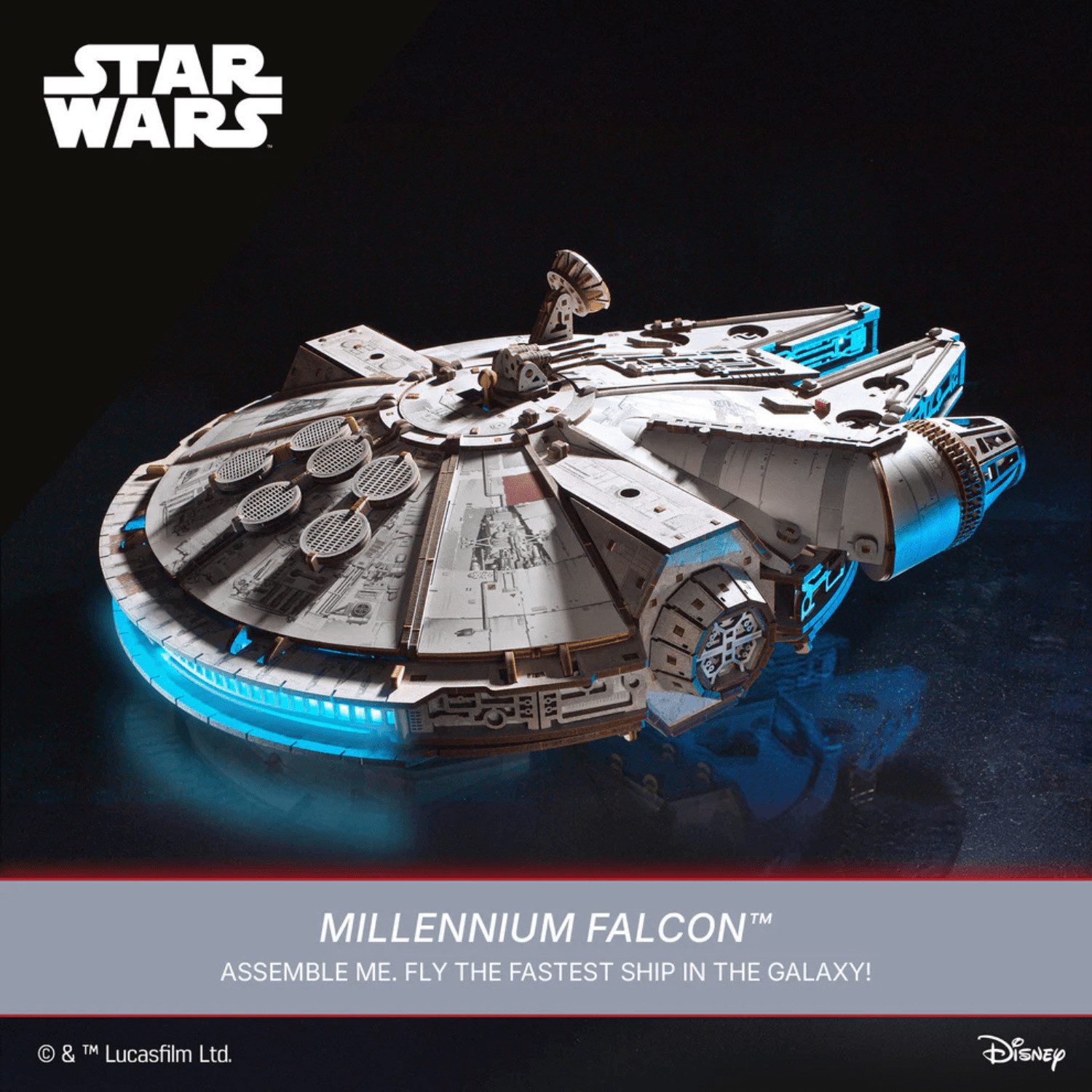 UGEARS Modellbausatz Star Wars Millennium Falcon Raumschiff aus Holz, (1235-tlg) – Bild 5 von 5
