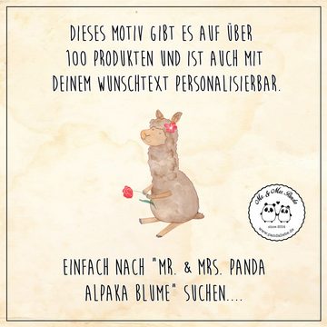 Mr. & Mrs. Panda Tragetasche Alpaka Blume - Kaktus Grün - Geschenk, Einkaufstasche, Alpaka Witz, M (1-tlg), Stilvolles Design