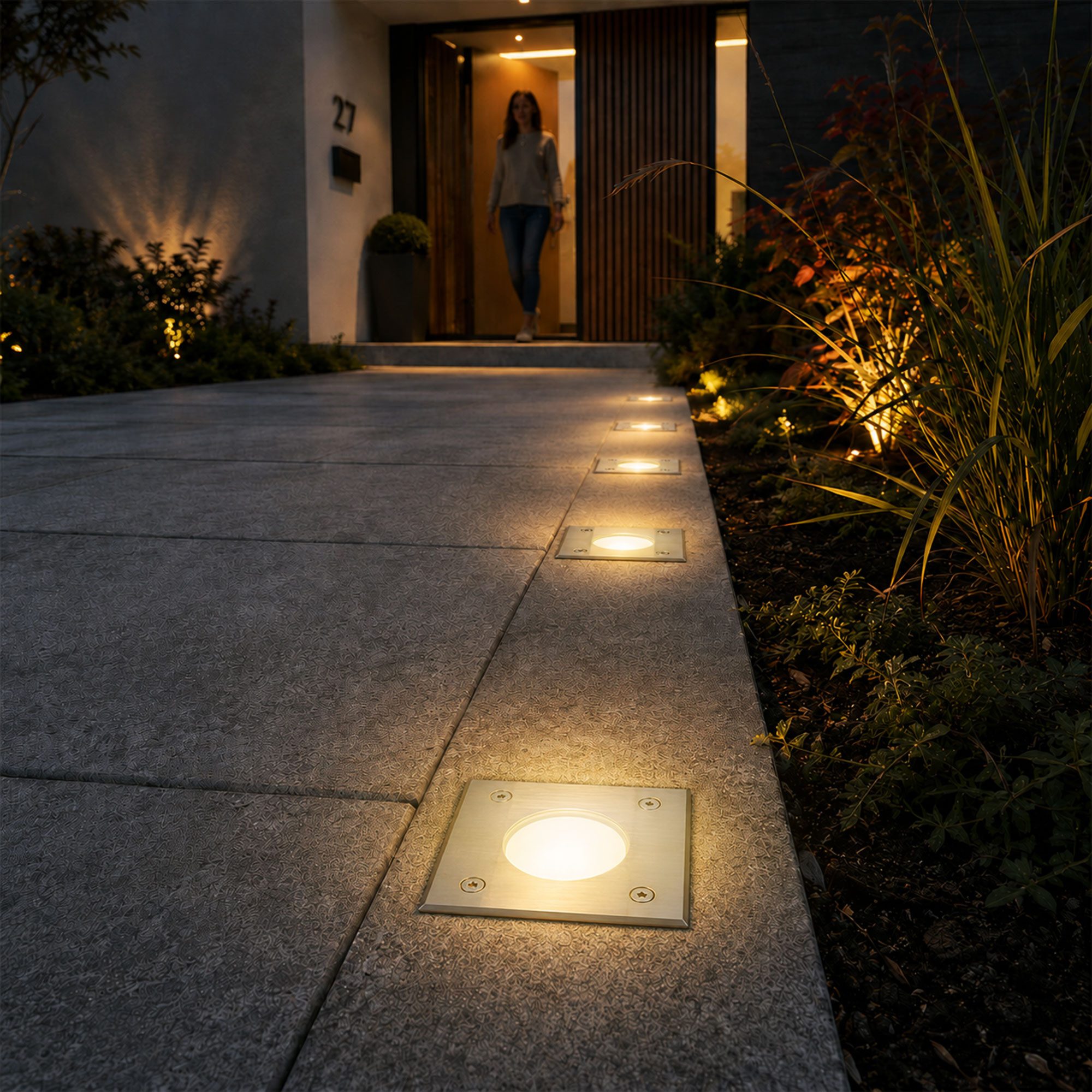 SSC-LUXon LED Pollerleuchte Bodeneinbaustrahler MADON IP67 LED GU10 2W warmweiß Gartenspot Leuchte, Neutralweiß, Warmweiß, Tageslichtweiß