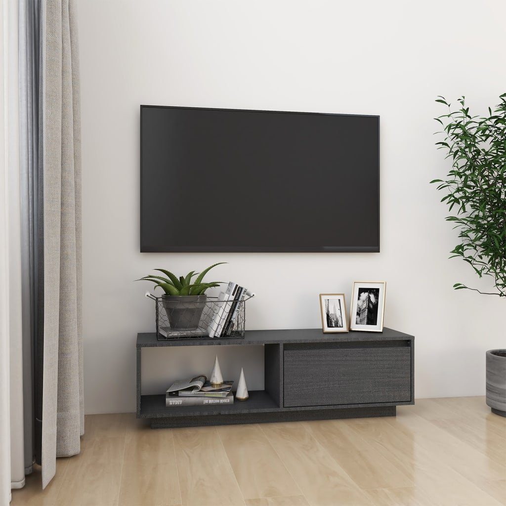 furnicato 110x30x33,5 Grau cm TV-Schrank Massivholz Kiefer