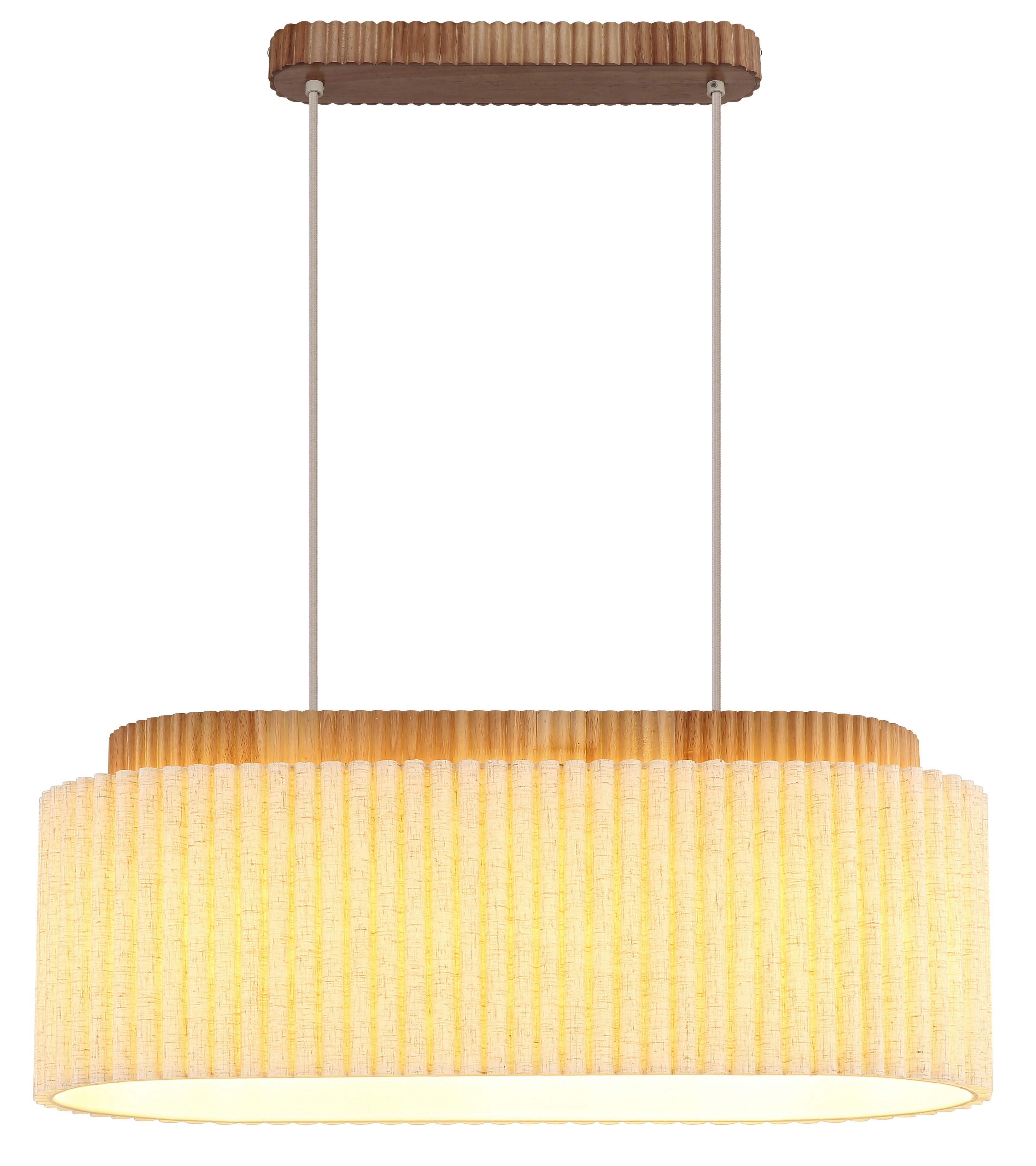 GLOBO LIGHTING Hängeleuchte JANNIE, ohne Leuchtmittel, Hängeleuchte Holz & Leinen natur, Sandfarben, höhenkürzbar, elegant
