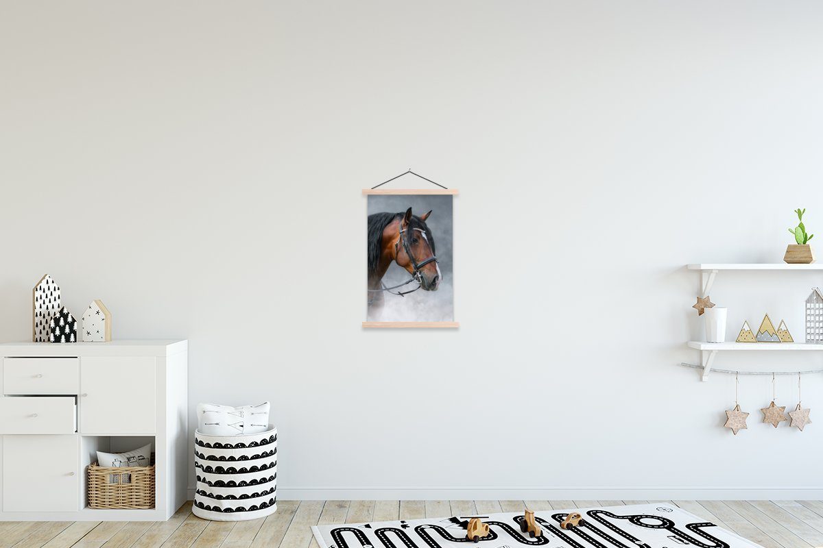 MuchoWow Poster Pferd - Rauch - Zaumzeug, (1 St), Posterleiste, Textilposter für Wohnzimmer, Bilderleiste, Magnetisch